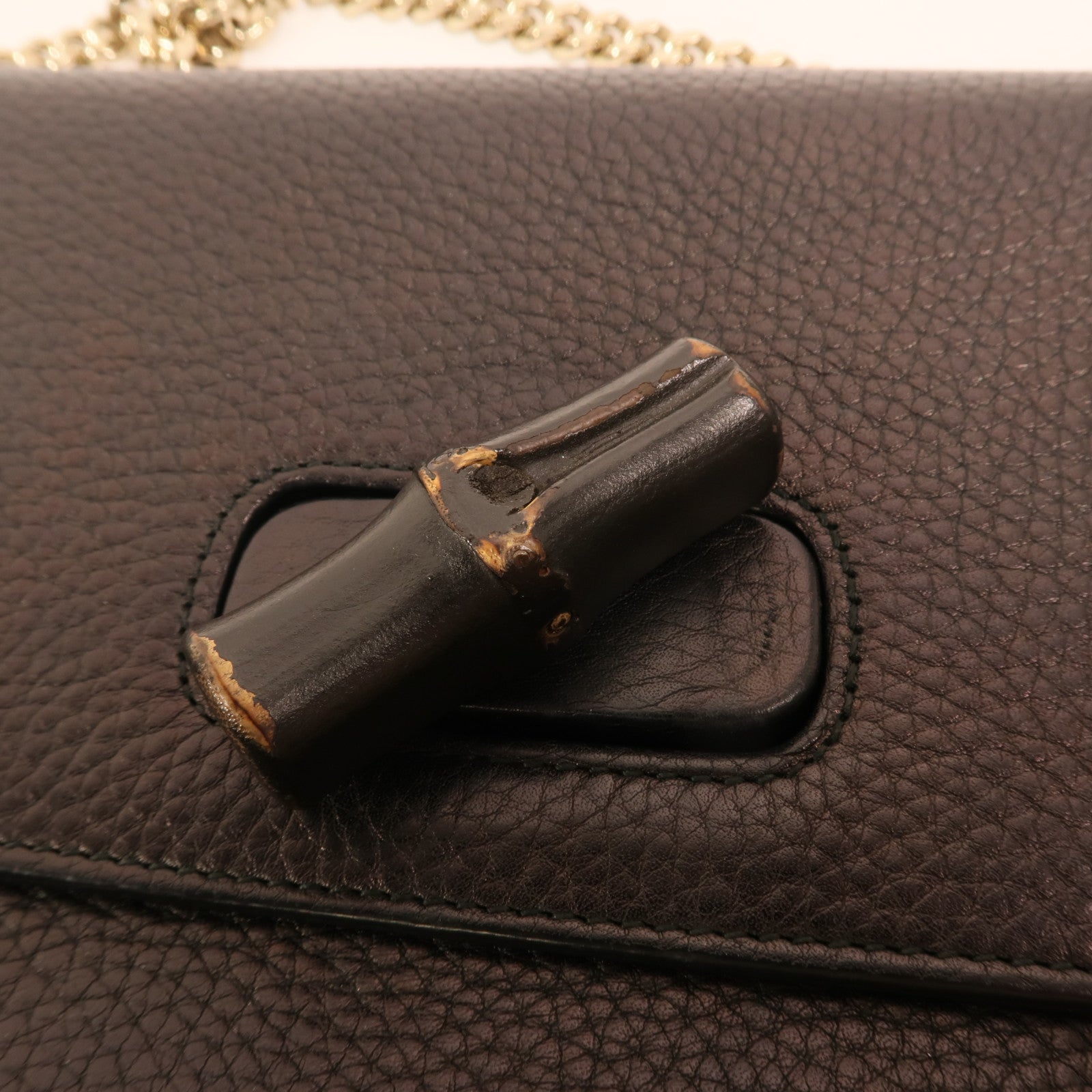 GUCCI 牛皮皮革Bamboo金扣鏈帶肩背袋