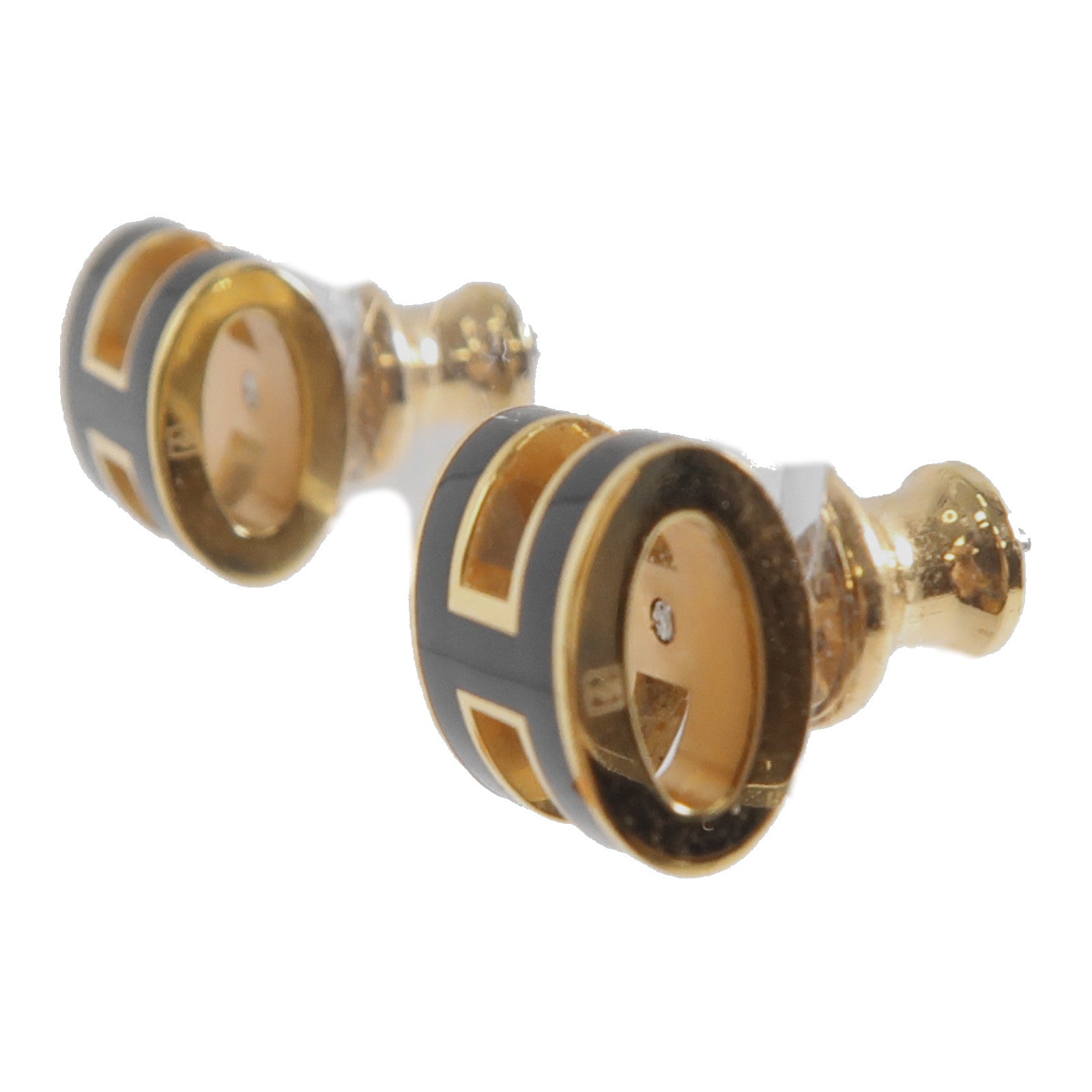 HERMES 金屬 Pop H Earrings金扣耳環Noir黑色