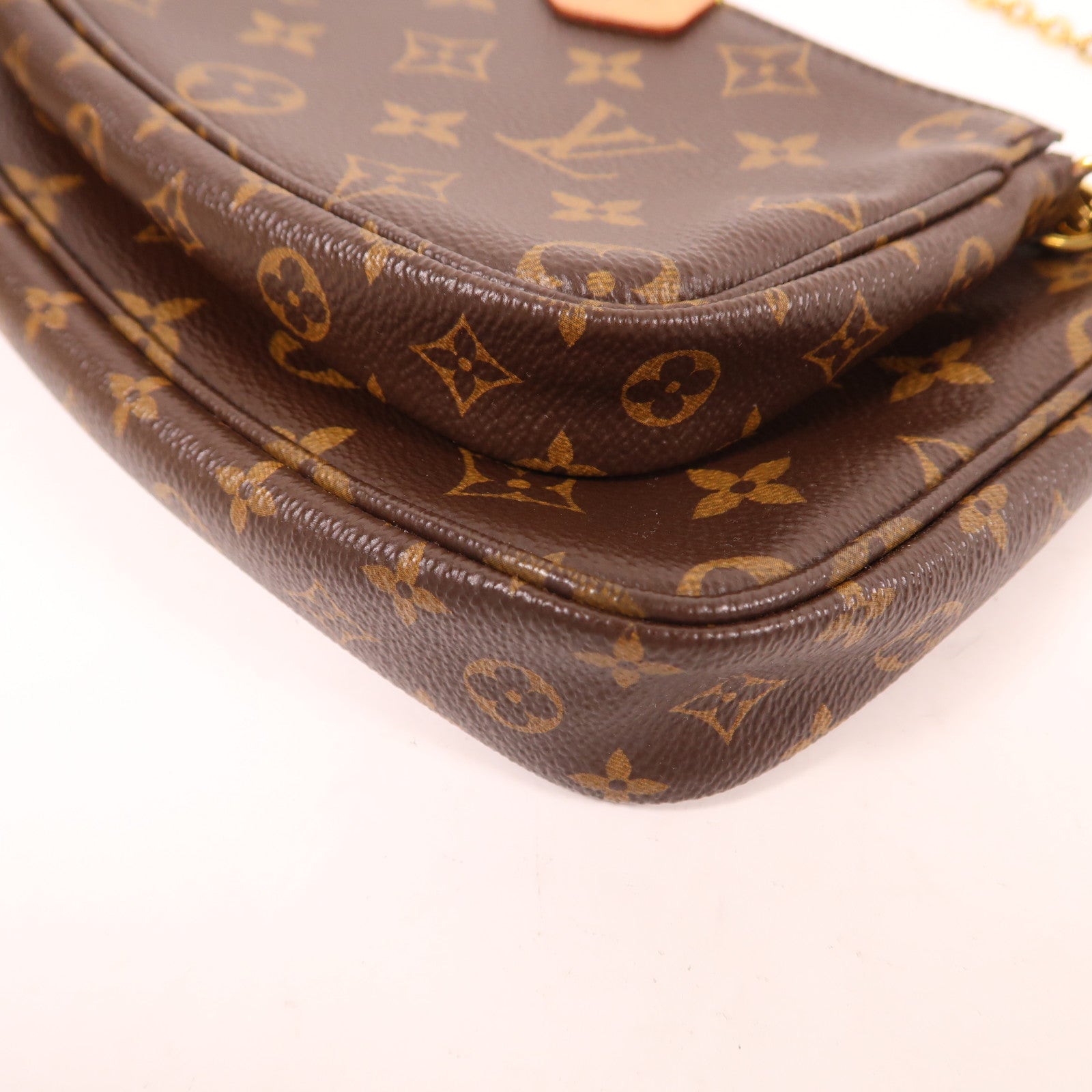 LOUIS VUITTON Monogram Multi Pochette Accessoires金扣肩背袋棕色
