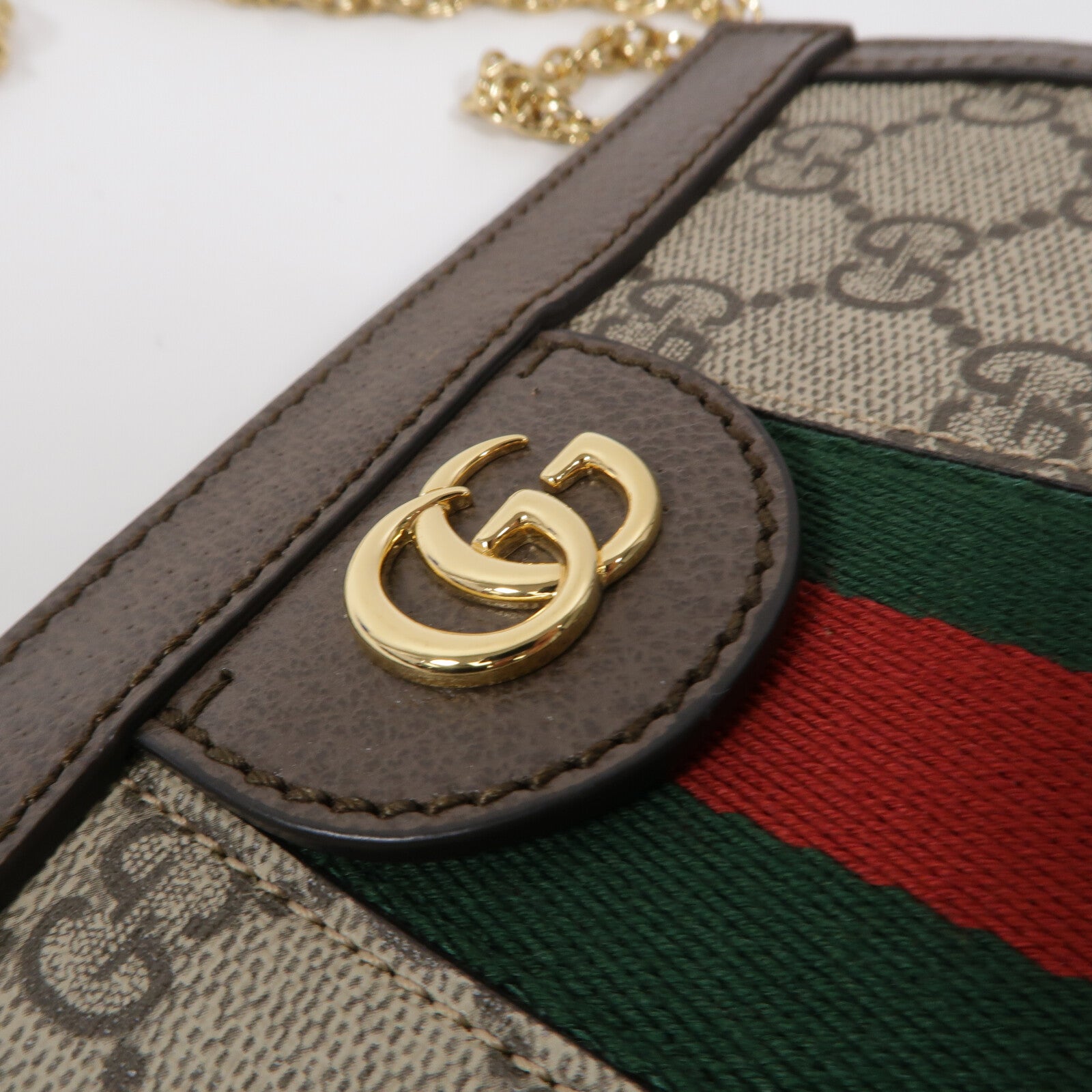 GUCCI 塗層帆布Ophidia Chain Shoulder Bag鏈帶肩背袋