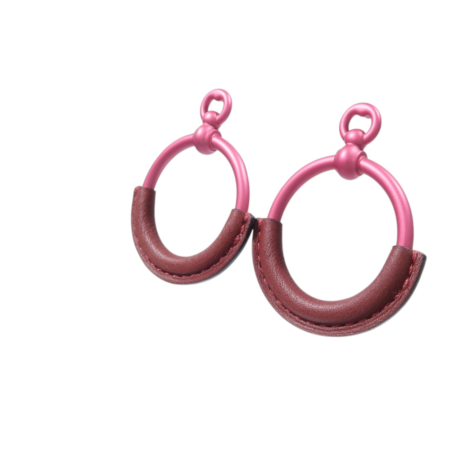 HERMES 金屬/Swift皮革Loop Earrings耳環