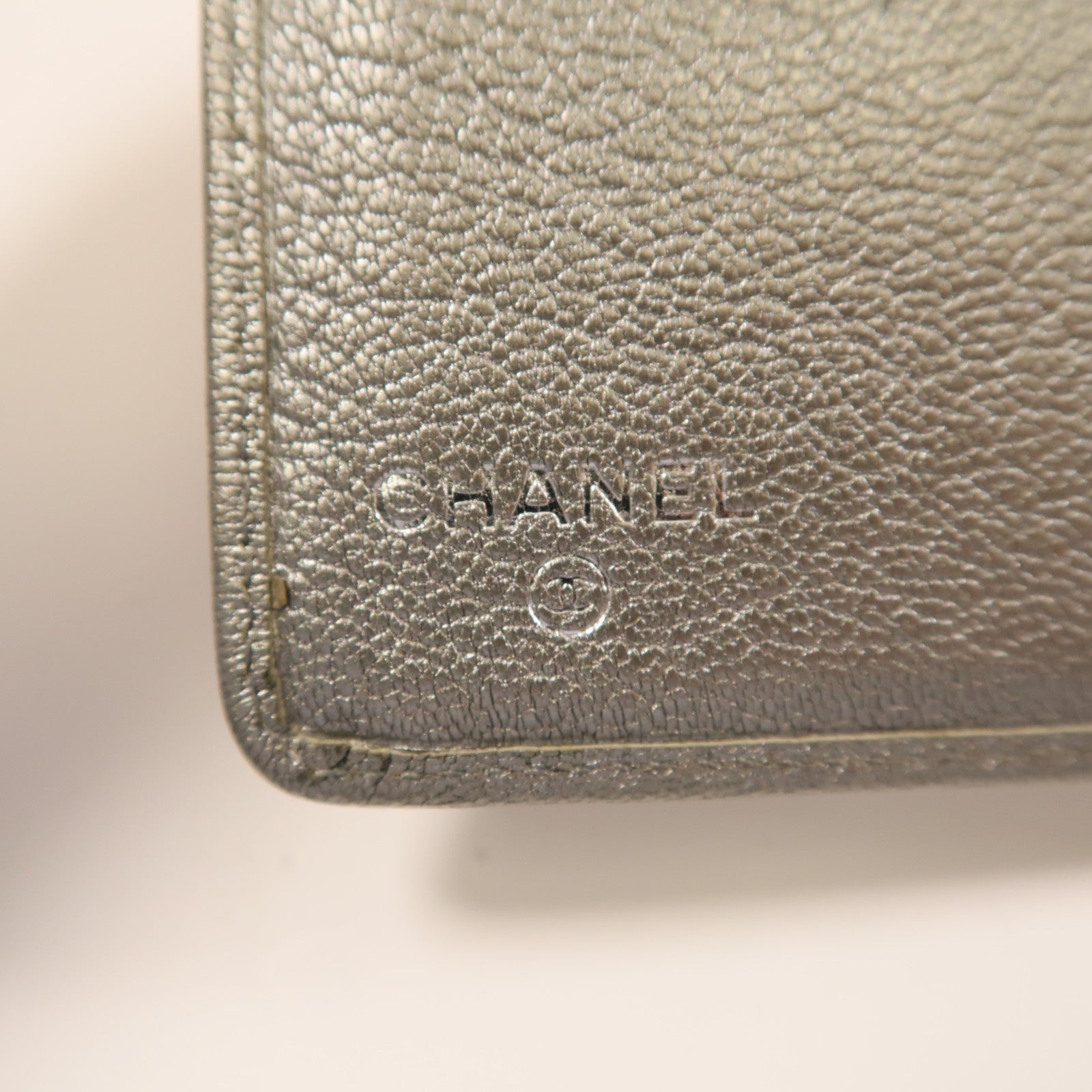 CHANEL 羊皮皮革Long Wallet銀扣錢包灰色