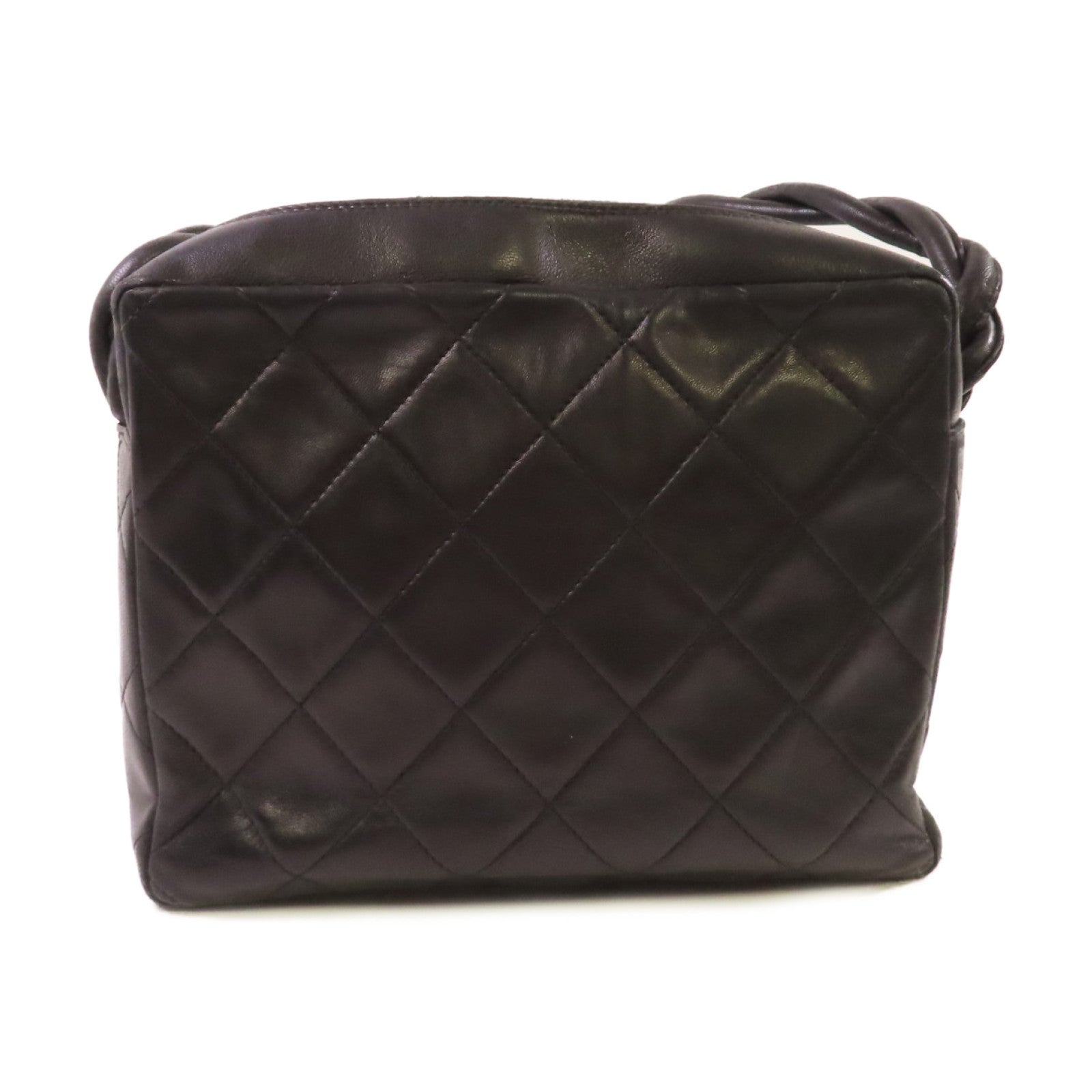 CHANEL 菱格羊皮皮革Vintage Shoulder Bag金扣肩背袋黑色