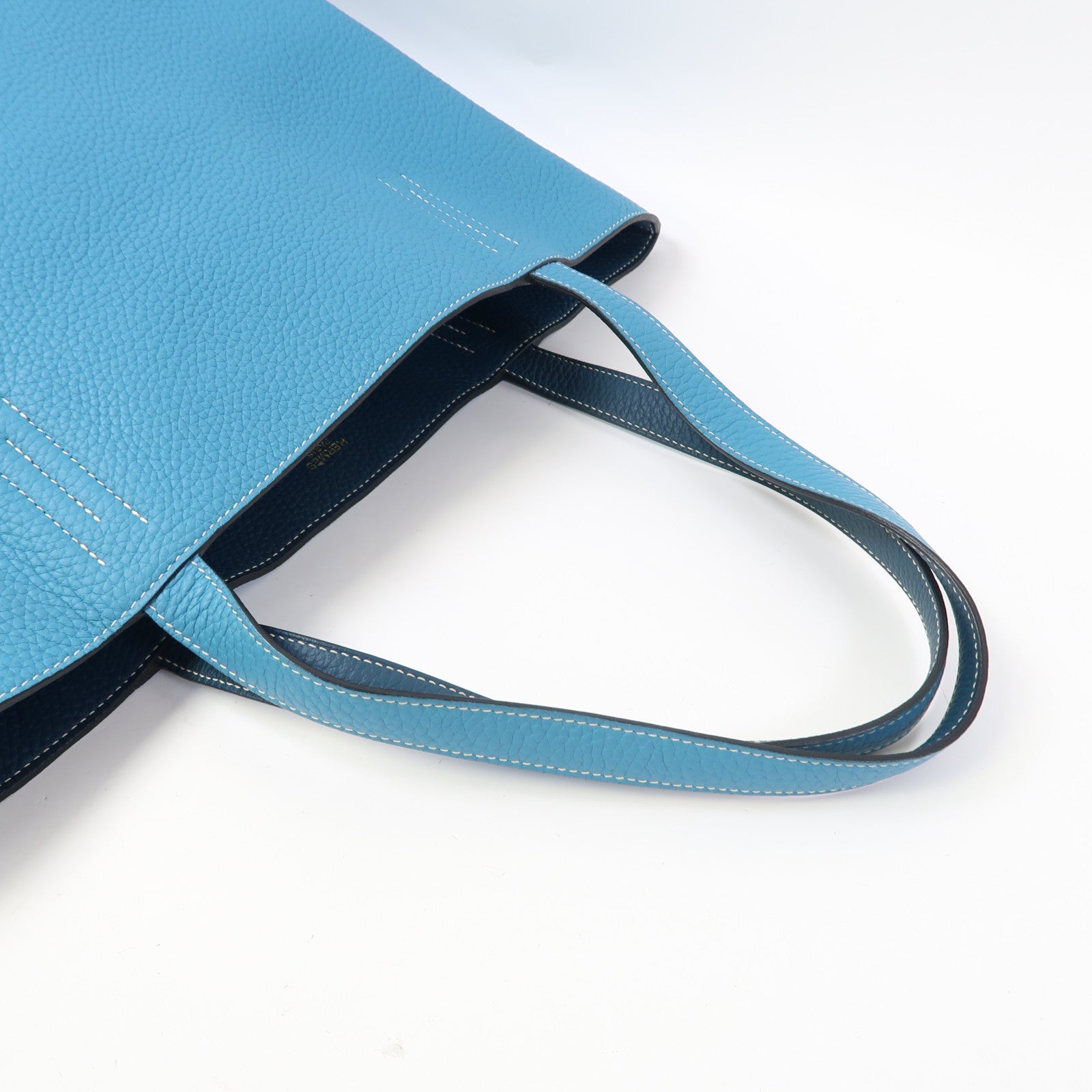 HERMES Clemence皮革Double Sens肩背袋藍色