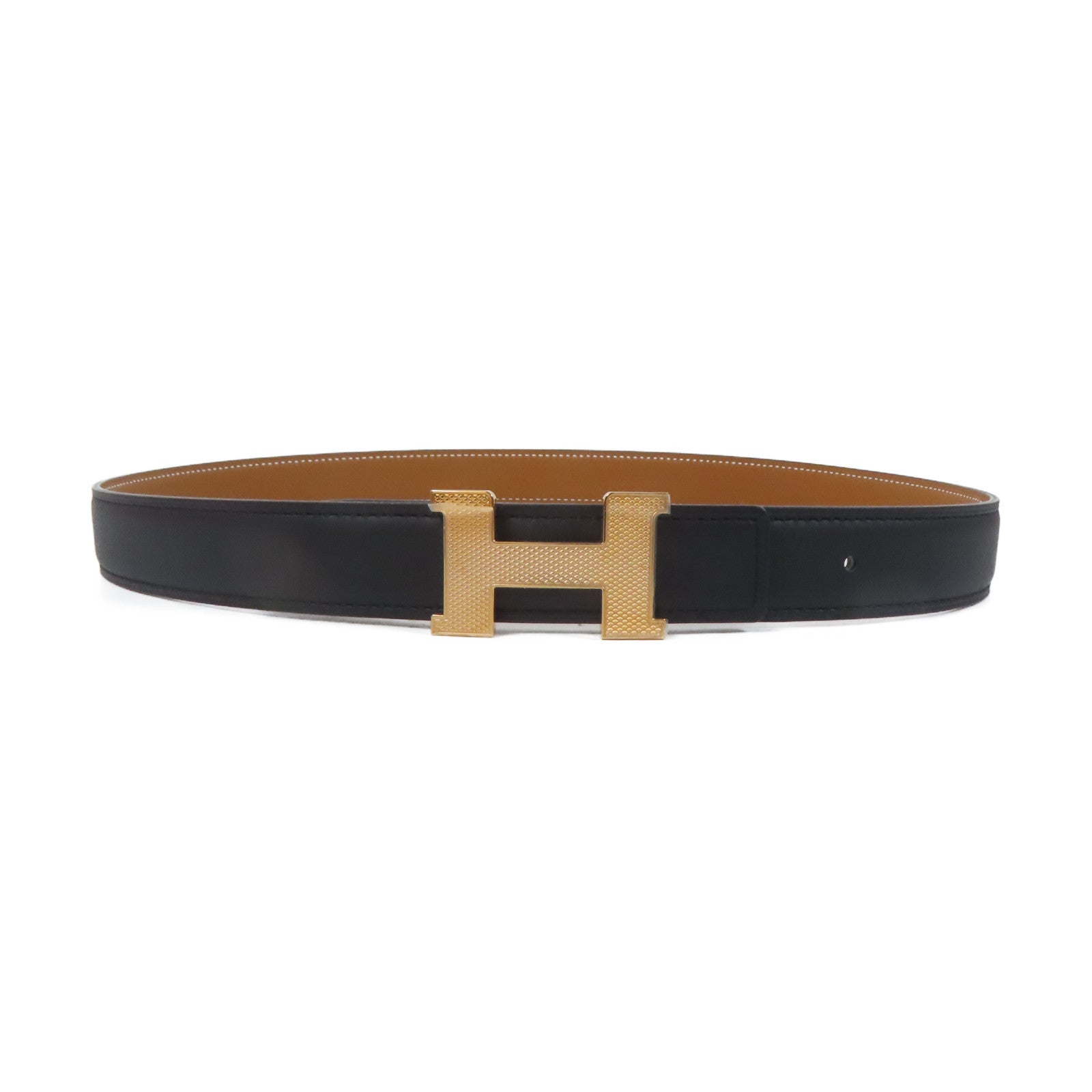 HERMES Swift皮革Belt 75cm金扣皮帶Noir黑色