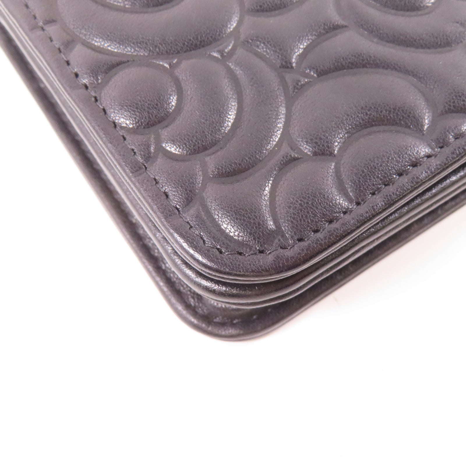 CHANEL 羊皮皮革WOC Wallet On Chain銀扣鏈帶肩背袋黑色
