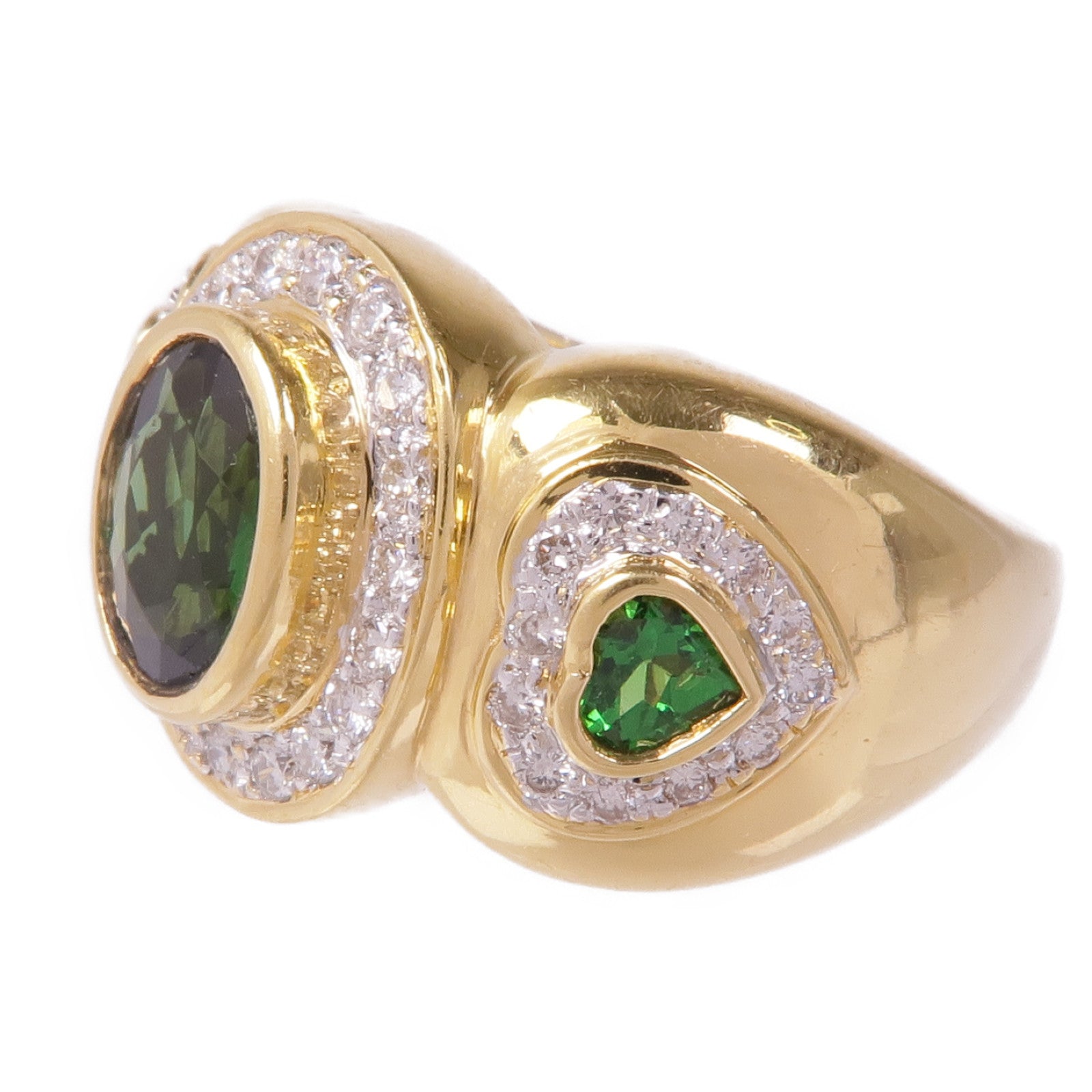 JEWELRY 18K黃金Tourmaline Garnet Diamond Ring電氣石/石榴石/鑽石戒指US#7.75