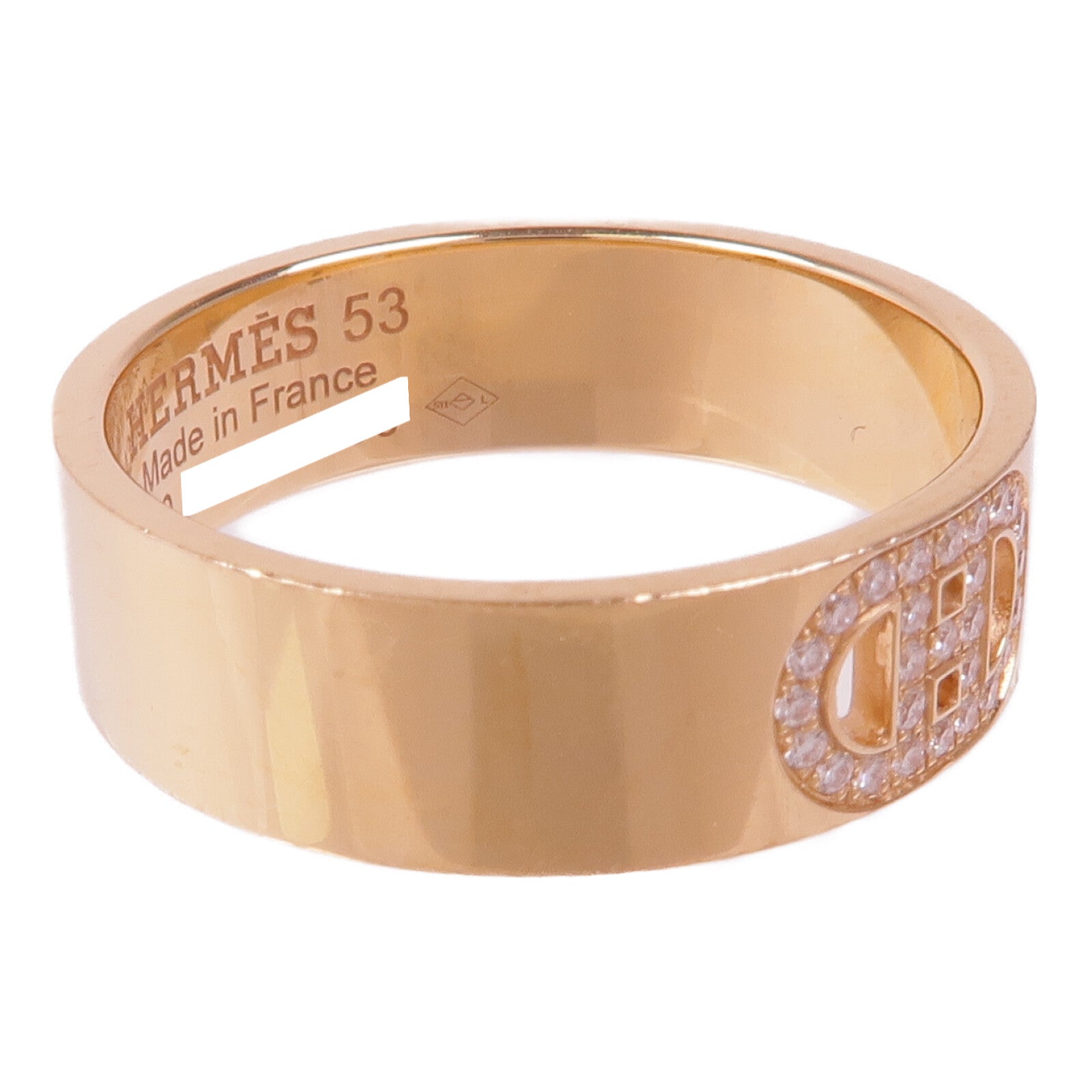 HERMES 18K玫瑰金Diamond Ring鑽石戒指Hermes#53/US#6.25