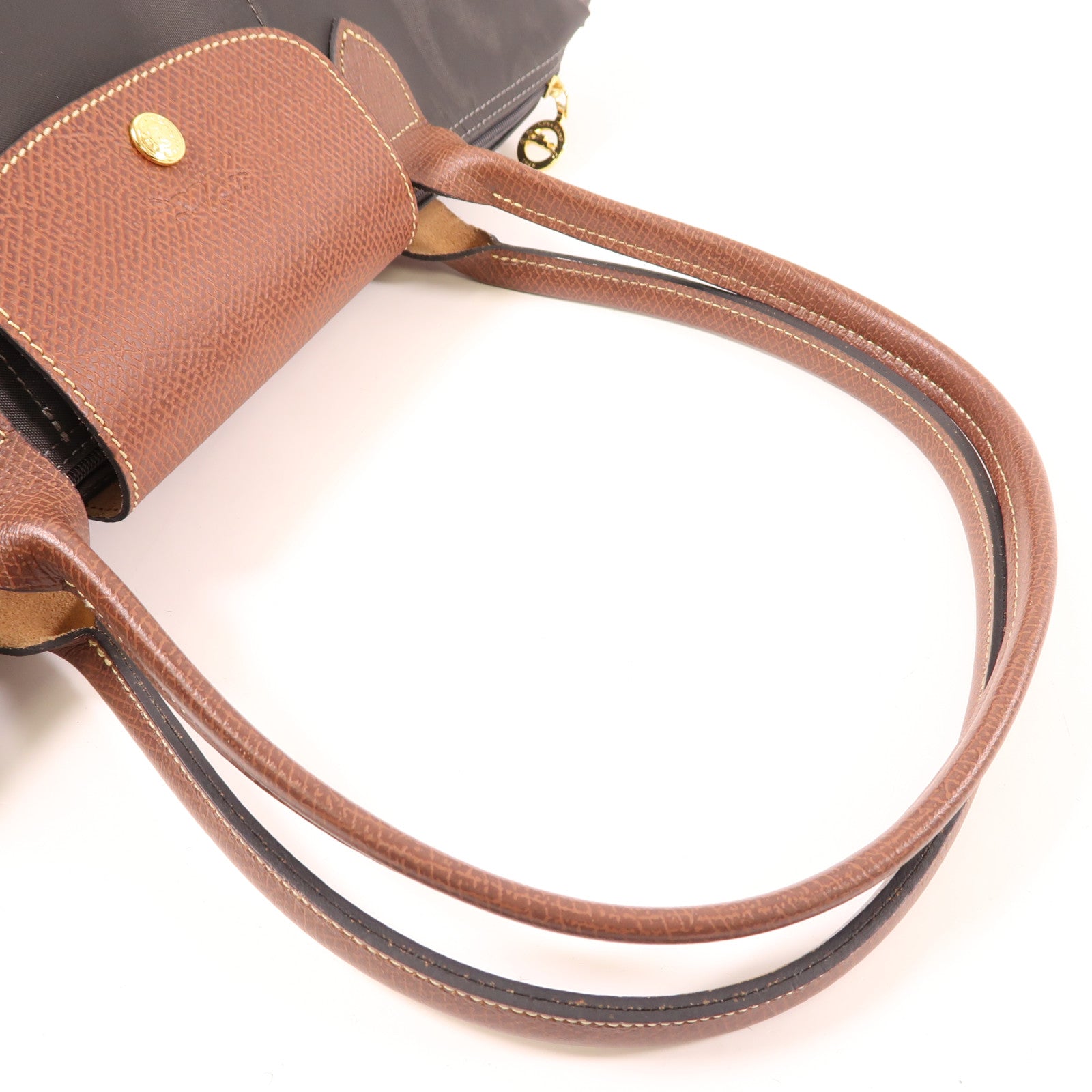 Longchamp 尼龍Tote Bag金扣肩背袋灰色