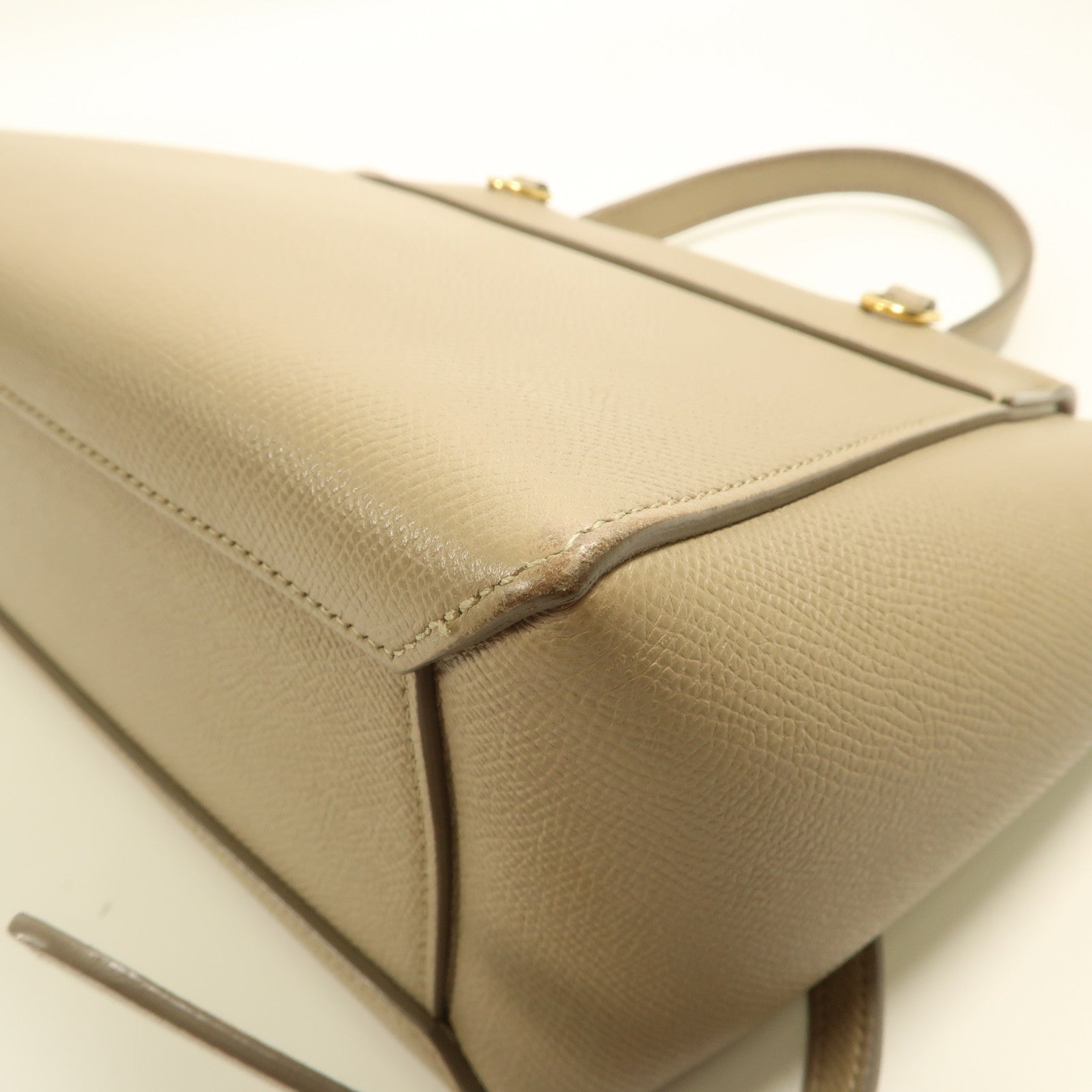 CELINE 牛皮皮革Nano Belt Bag金扣手挽肩背兩用袋米色
