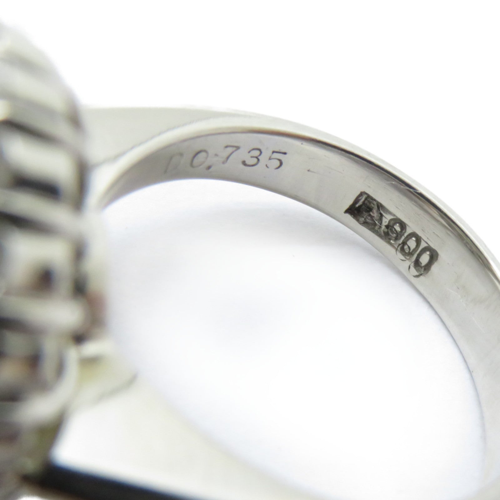 JEWELRY PT900鉑金Cat's Eye Ring 6.22ct貓眼石/0.735ct鑽石戒指US#4