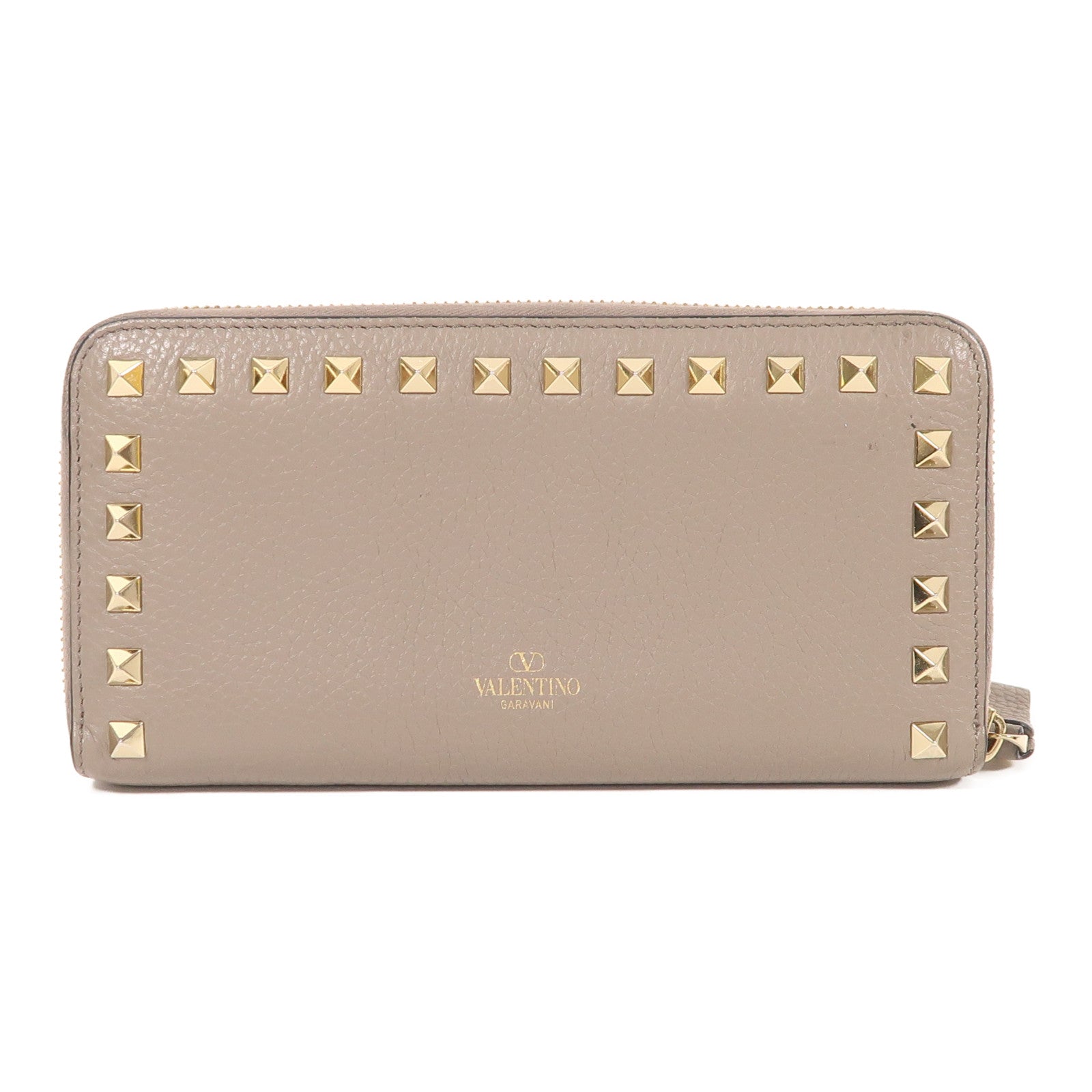 Valentino 牛皮皮革Garavani Rockstud Wallet金扣長錢包