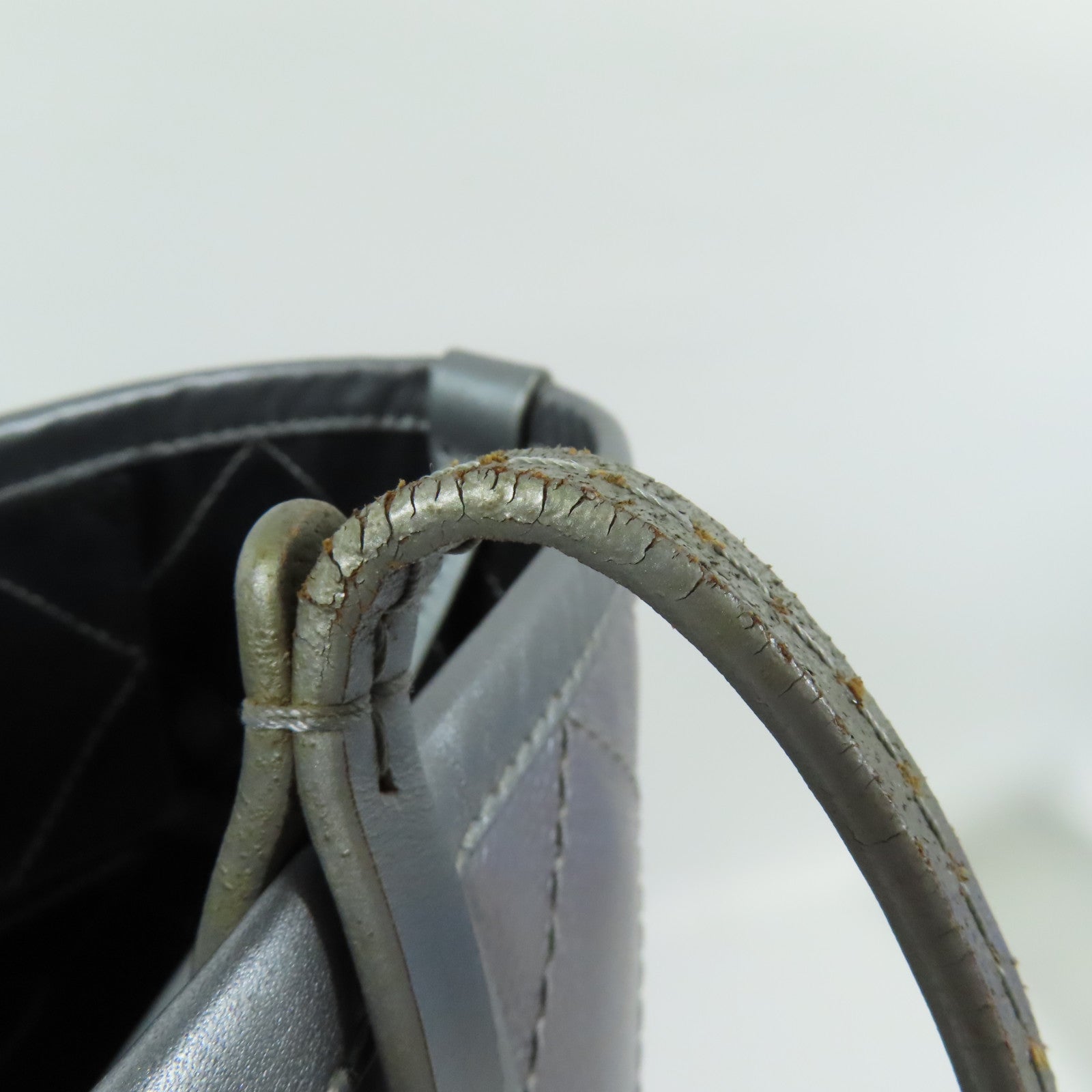 CHANEL CC SHW Shoulder Bag Tote Bag Calfskin Leather Silver