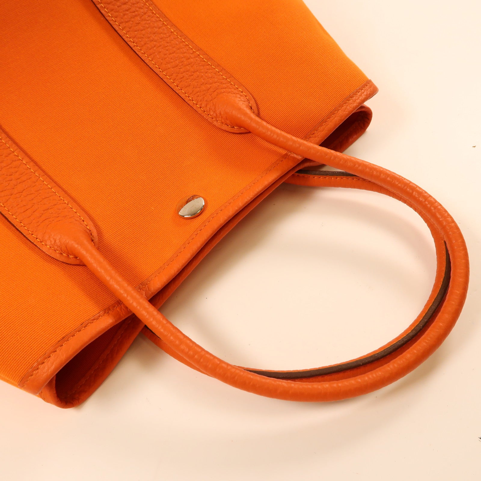 HERMES PHW Garden Party TPM Tote Bag Canvas Orange