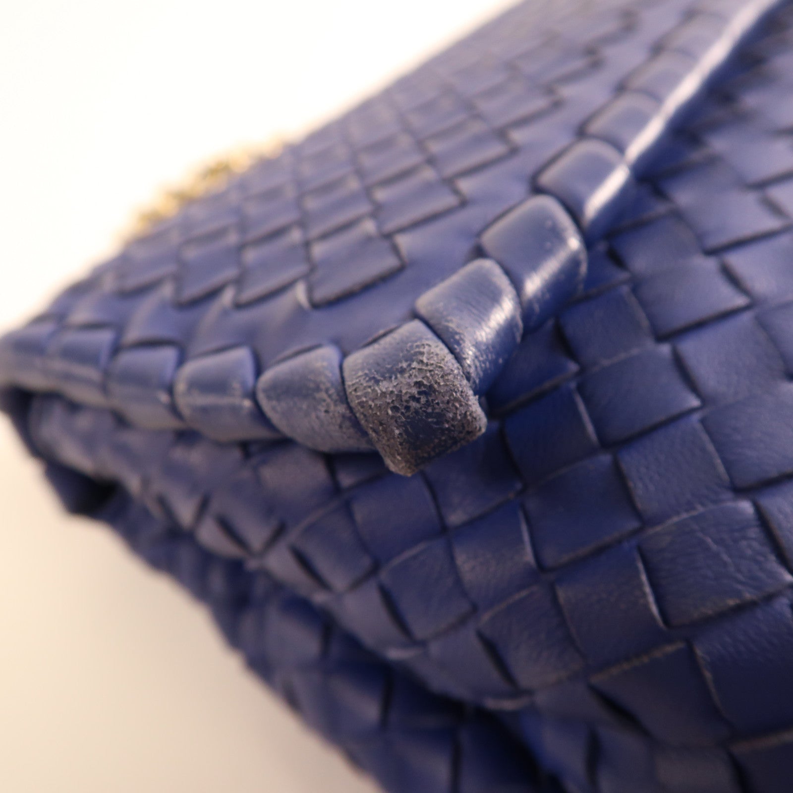 BOTTEGA VENETA 【激減優惠】織紋皮革Chain Shoulder金扣鏈帶肩背袋