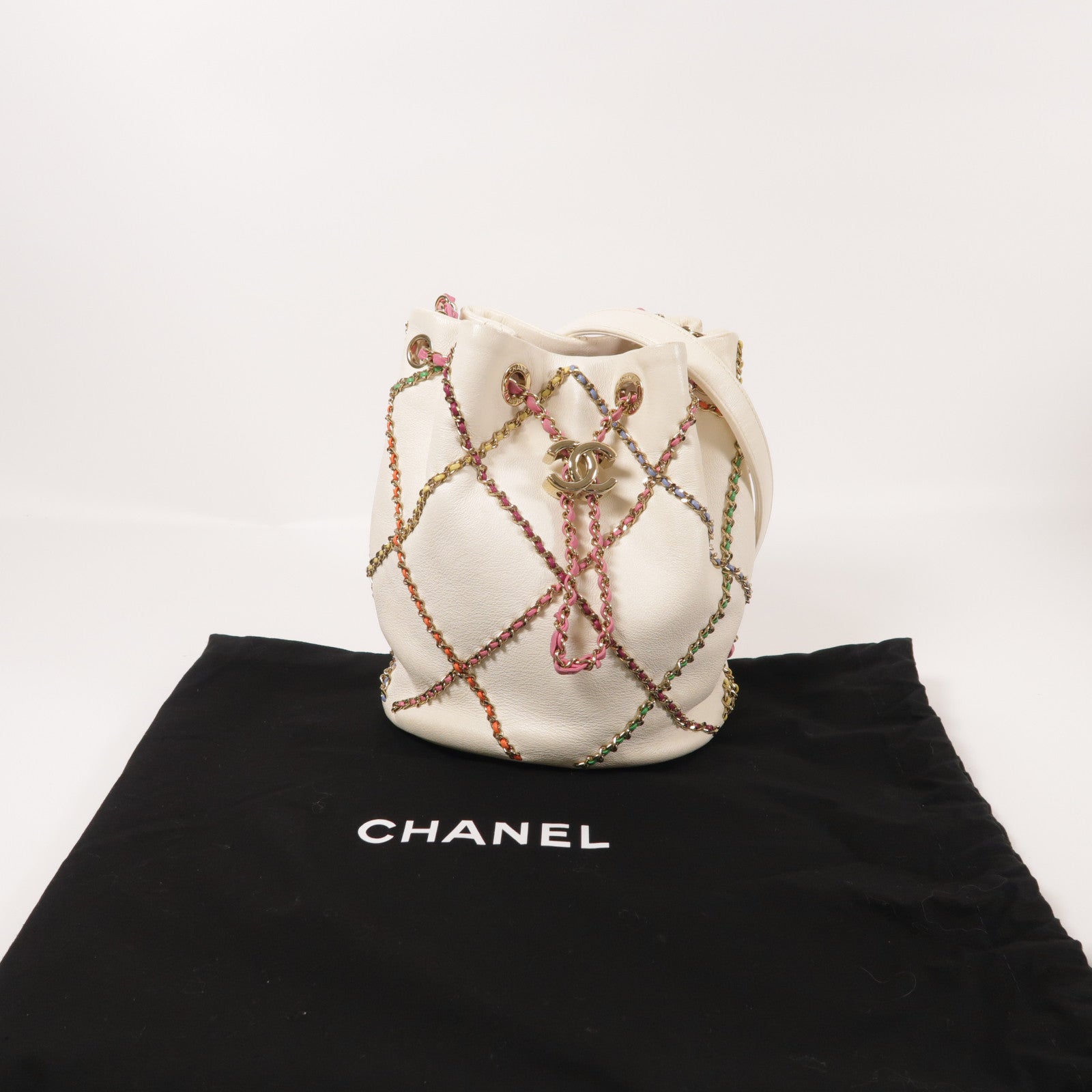 CHANEL 羊皮皮革Chain Shoulder金扣鏈帶肩背袋