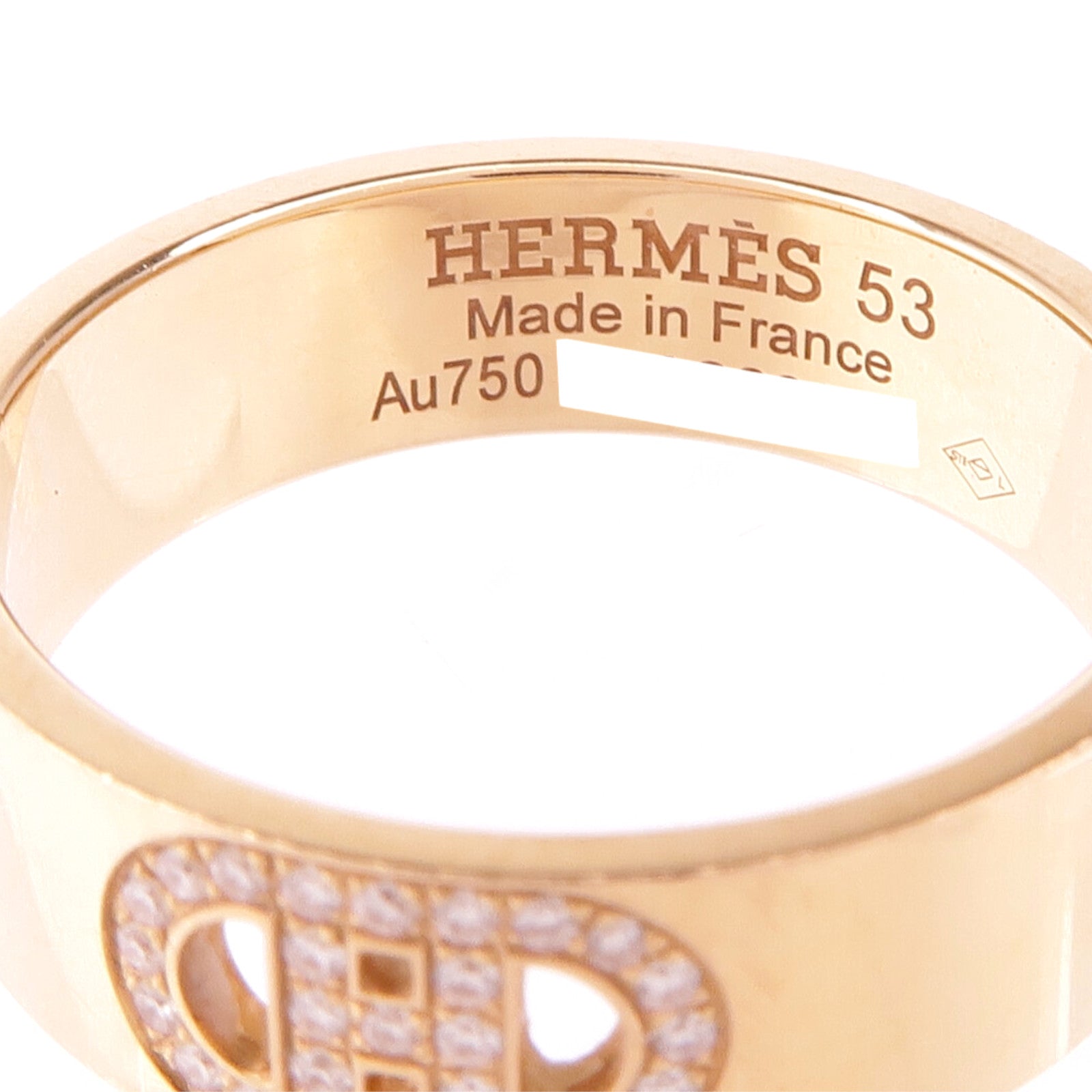 HERMES 18K玫瑰金Diamond Ring鑽石戒指Hermes#53/US#6.25