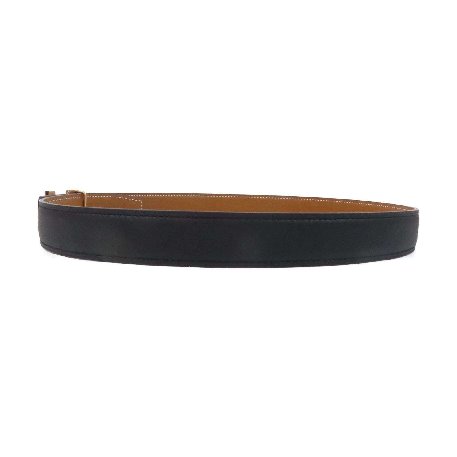 HERMES Swift皮革Belt 75cm金扣皮帶Noir黑色