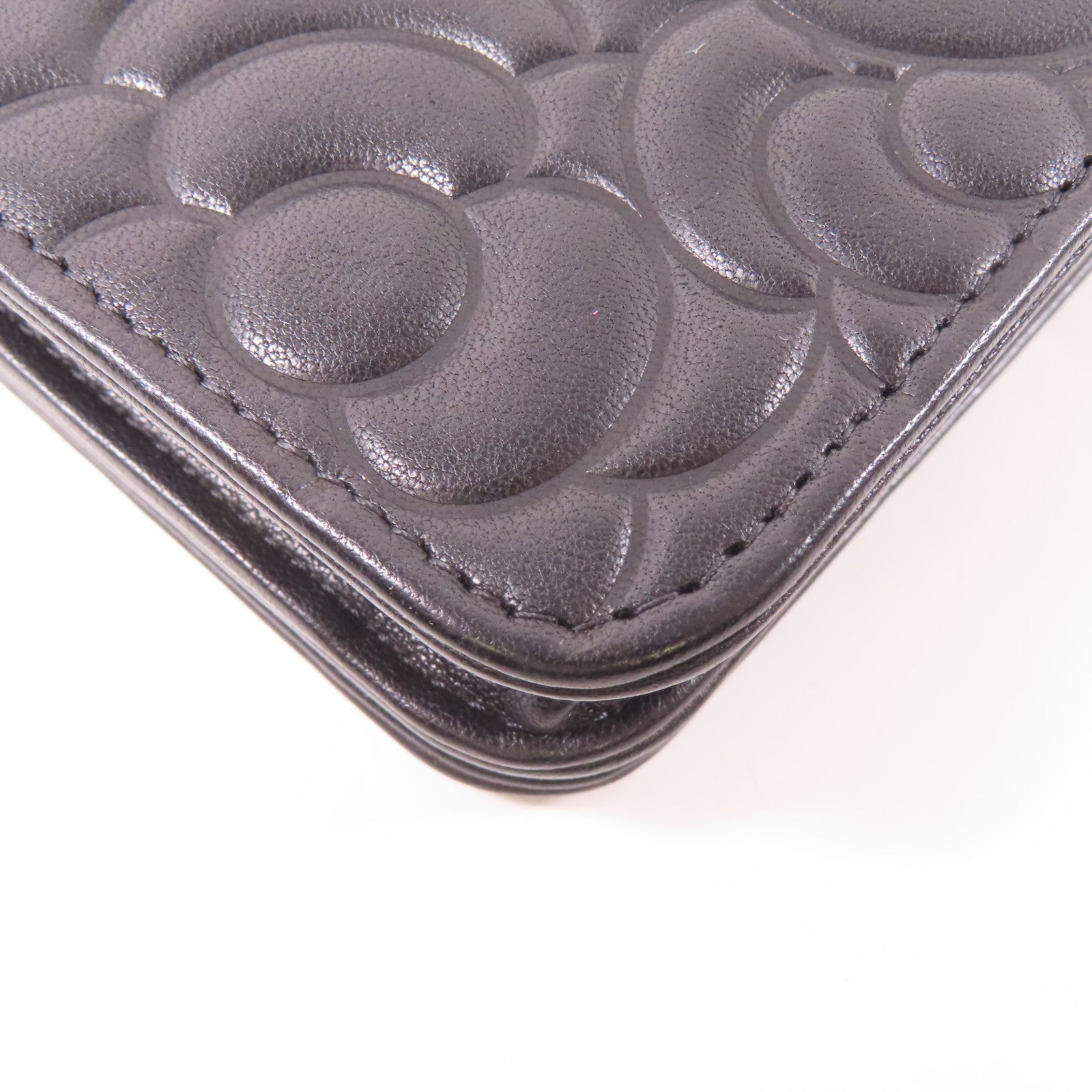 CHANEL 羊皮皮革WOC Wallet On Chain銀扣鏈帶肩背袋黑色