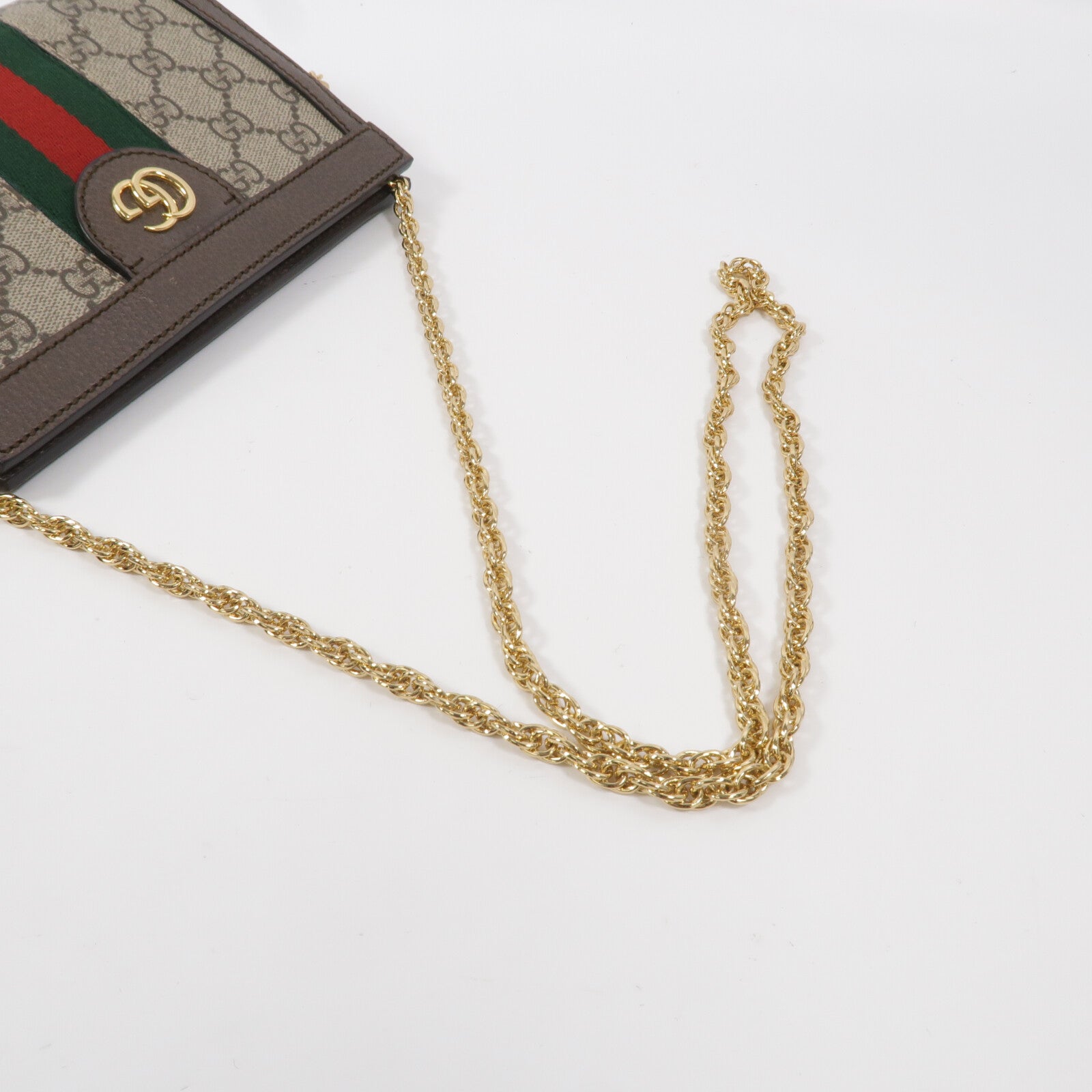GUCCI 塗層帆布Ophidia Chain Shoulder Bag鏈帶肩背袋