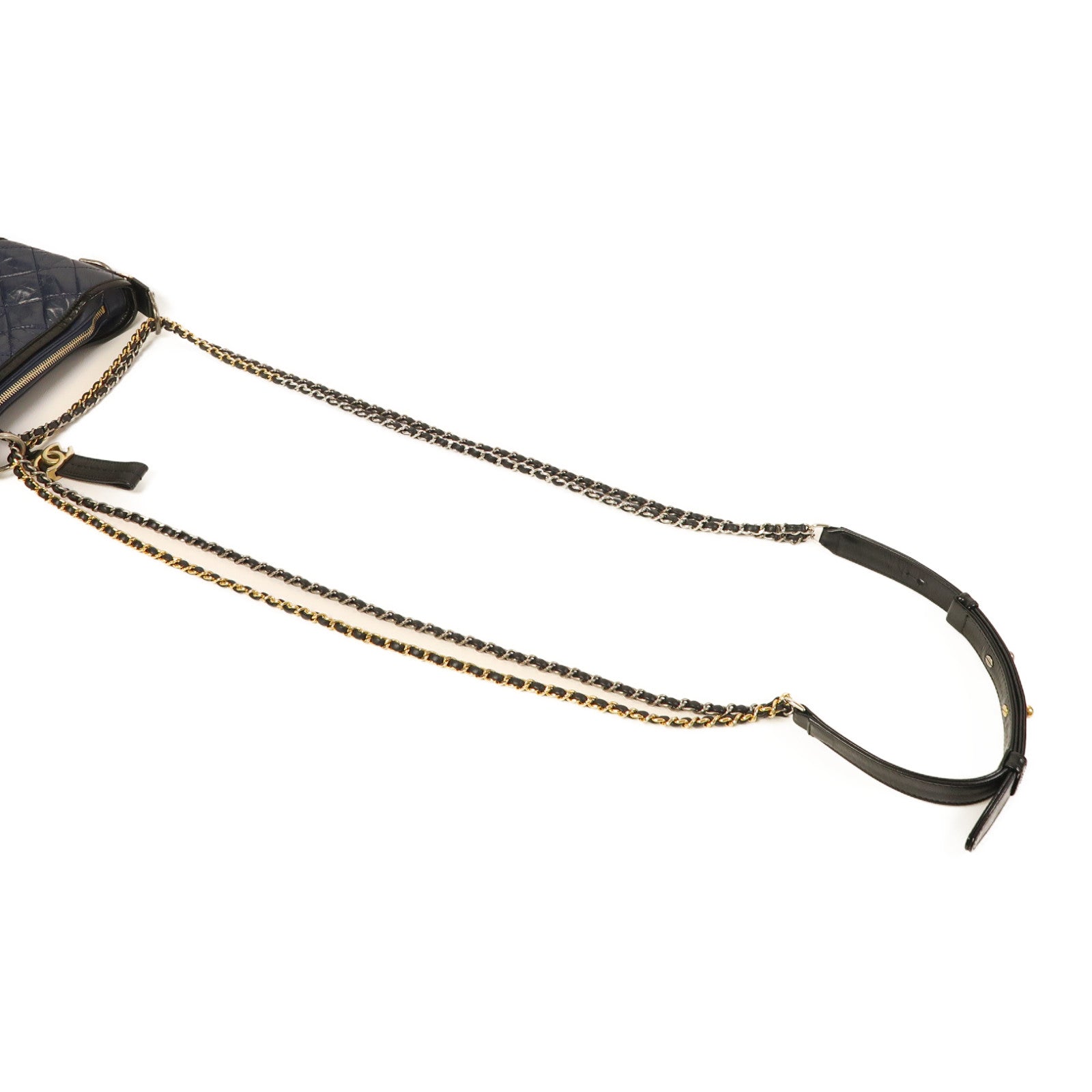 CHANEL (PRICE DOWN) Quilted CC SHW Gabrielle Small Chain Shoulder Bag Calfskin Leather Blue