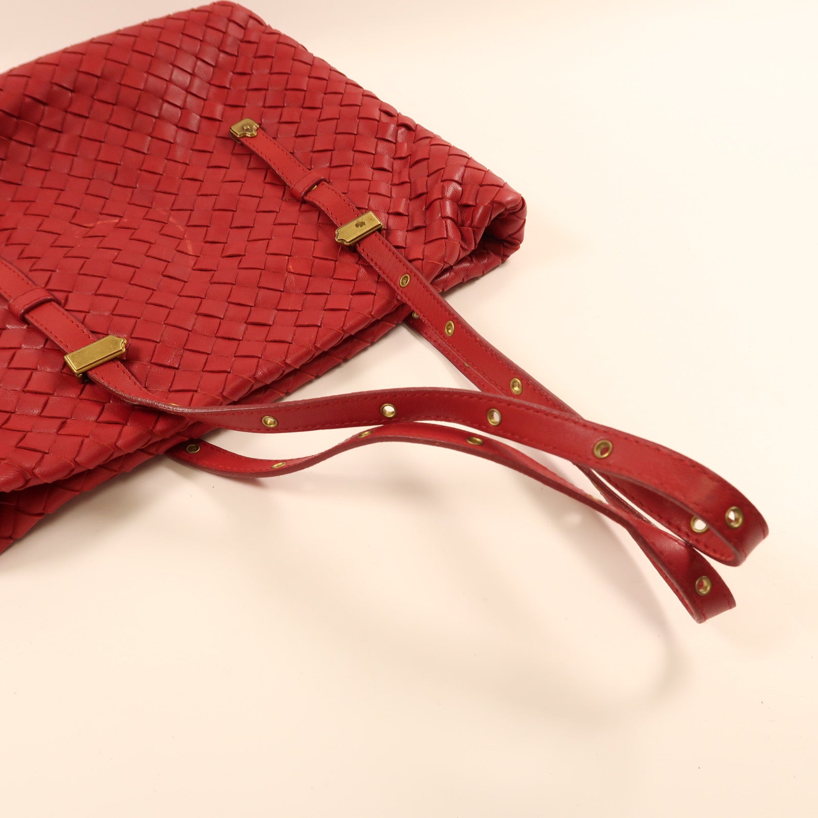BOTTEGA VENETA 牛皮皮革2 Way Shoulder金扣手挽肩背兩用袋紅色