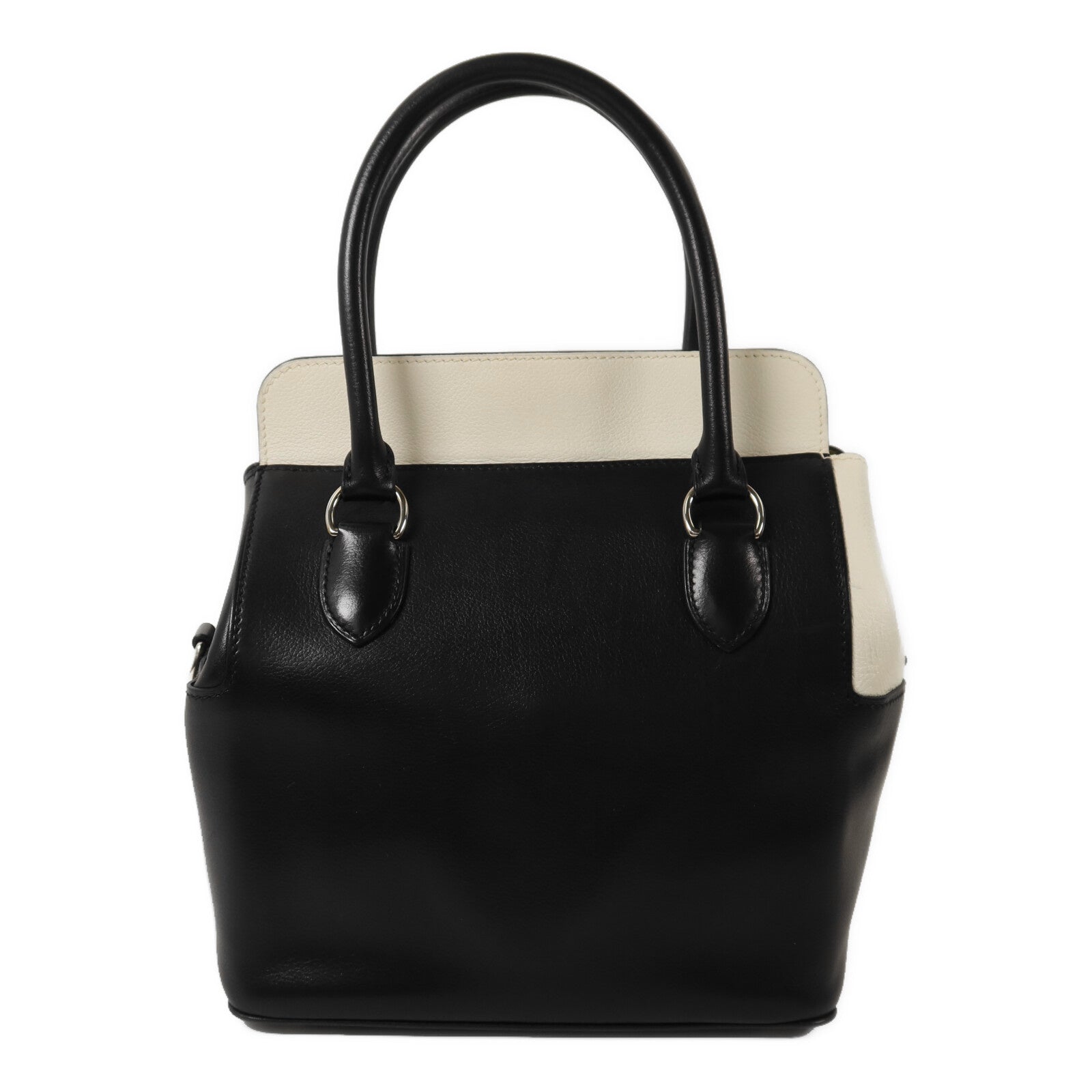 HERMES Evercolor皮革ToolBox 20銀扣手挽肩背兩用袋White/Noir