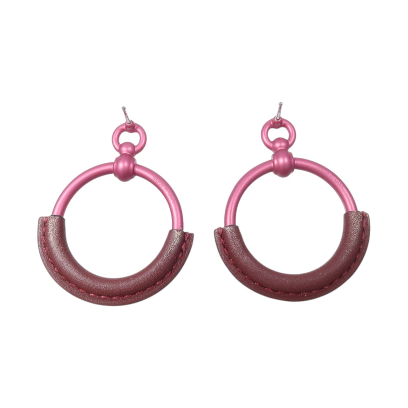 HERMES 金屬/Swift皮革Loop Earrings耳環