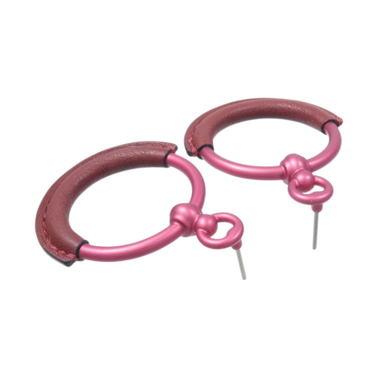 HERMES 金屬/Swift皮革Loop Earrings耳環