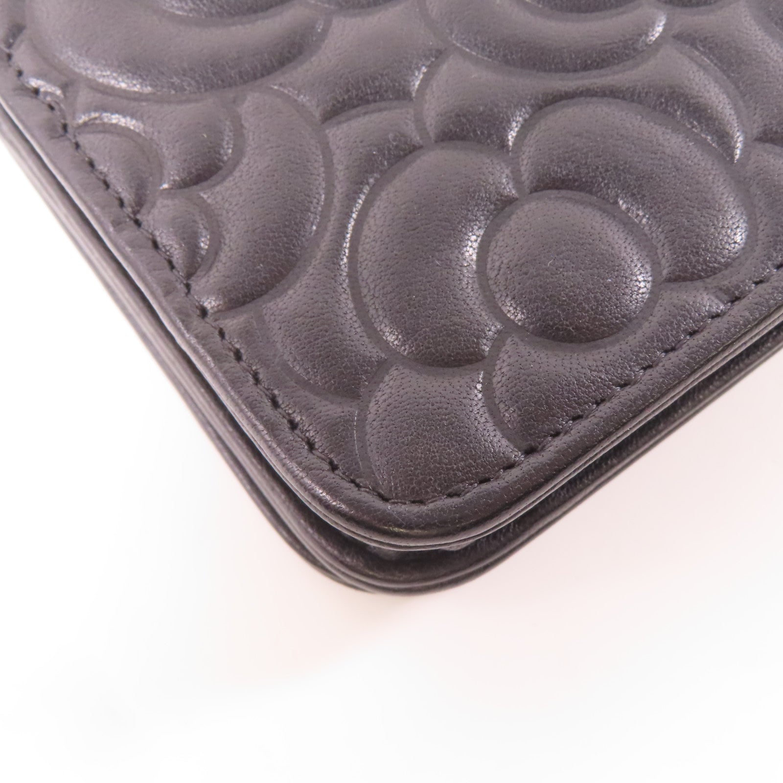CHANEL 羊皮皮革WOC Wallet On Chain銀扣鏈帶肩背袋黑色