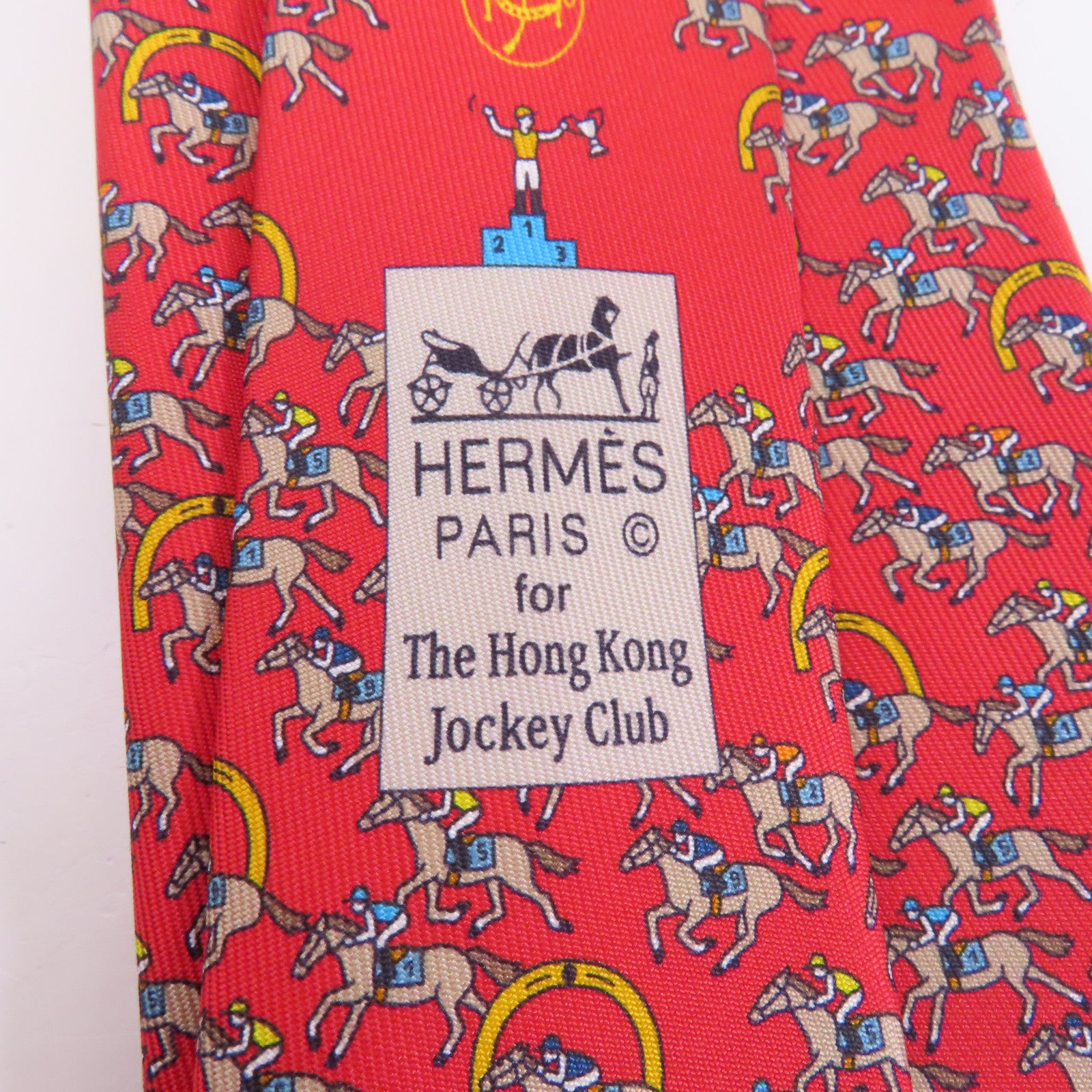 HERMES 絲質Tie領帶紅色