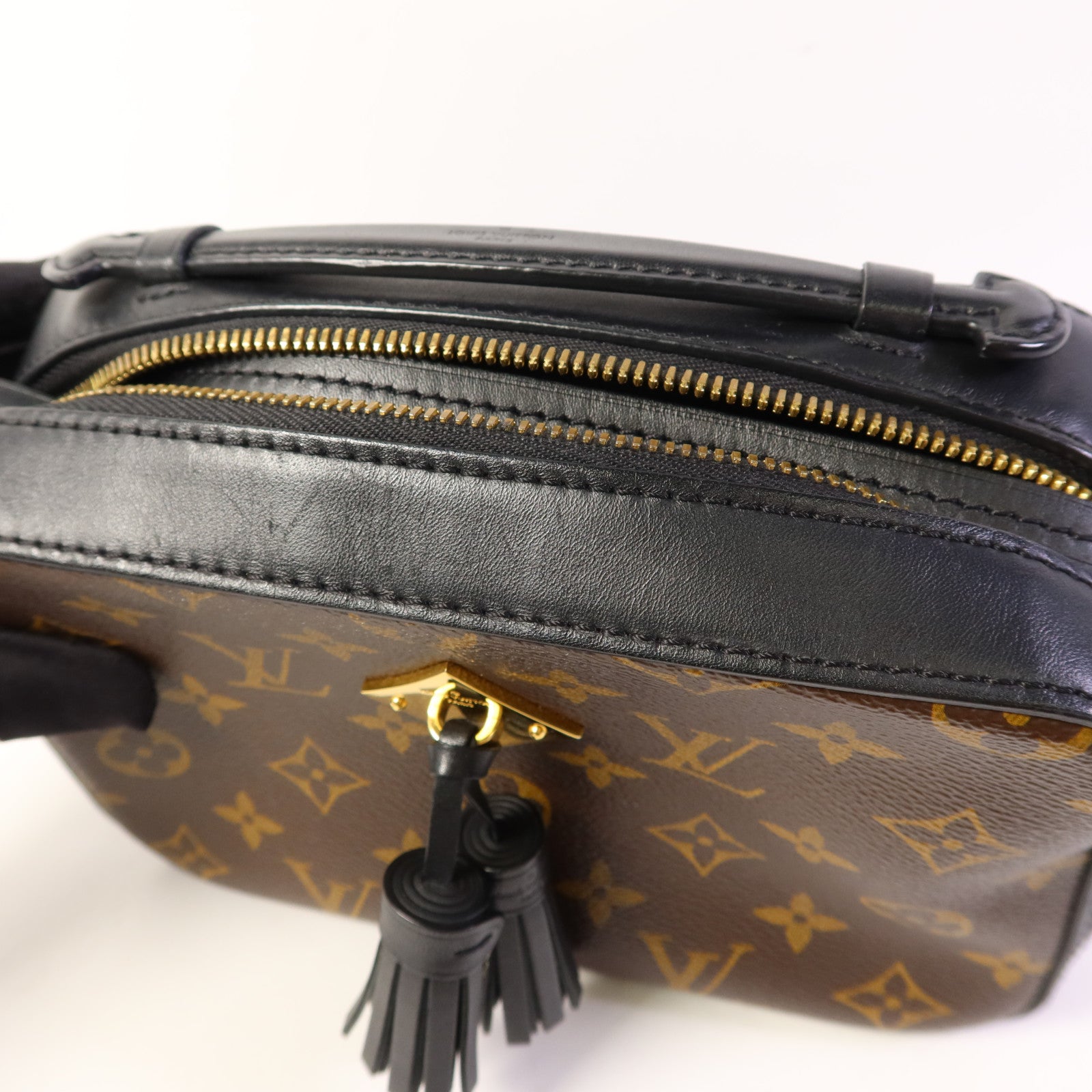 LOUIS VUITTON Monogram Saintonge金扣手挽袋棕色