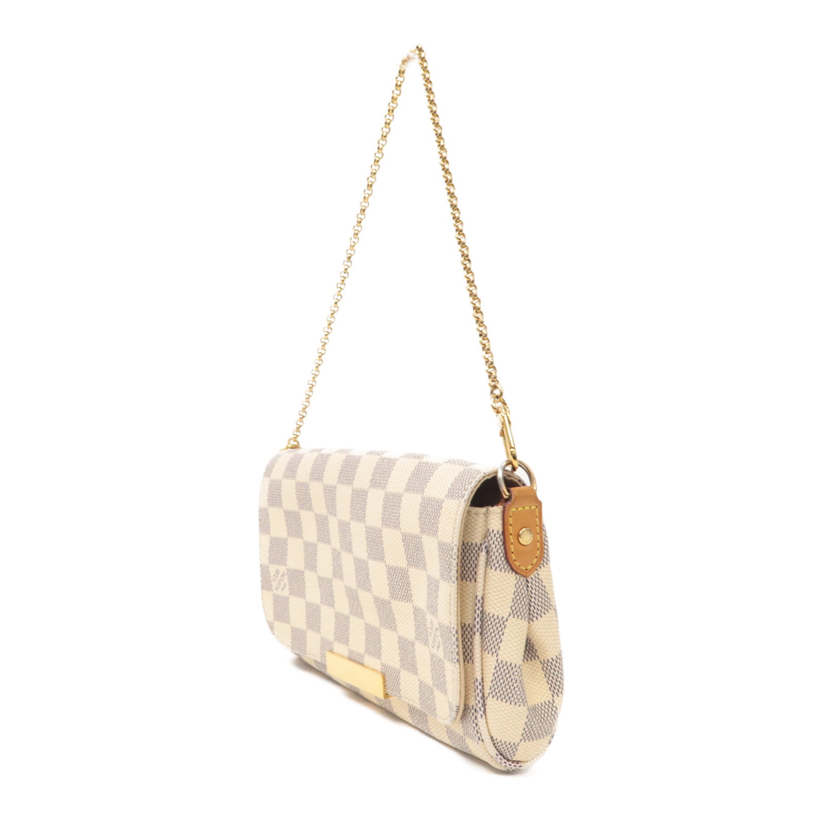 LOUIS VUITTON Damier Azur Favorite PM金扣肩背袋白色