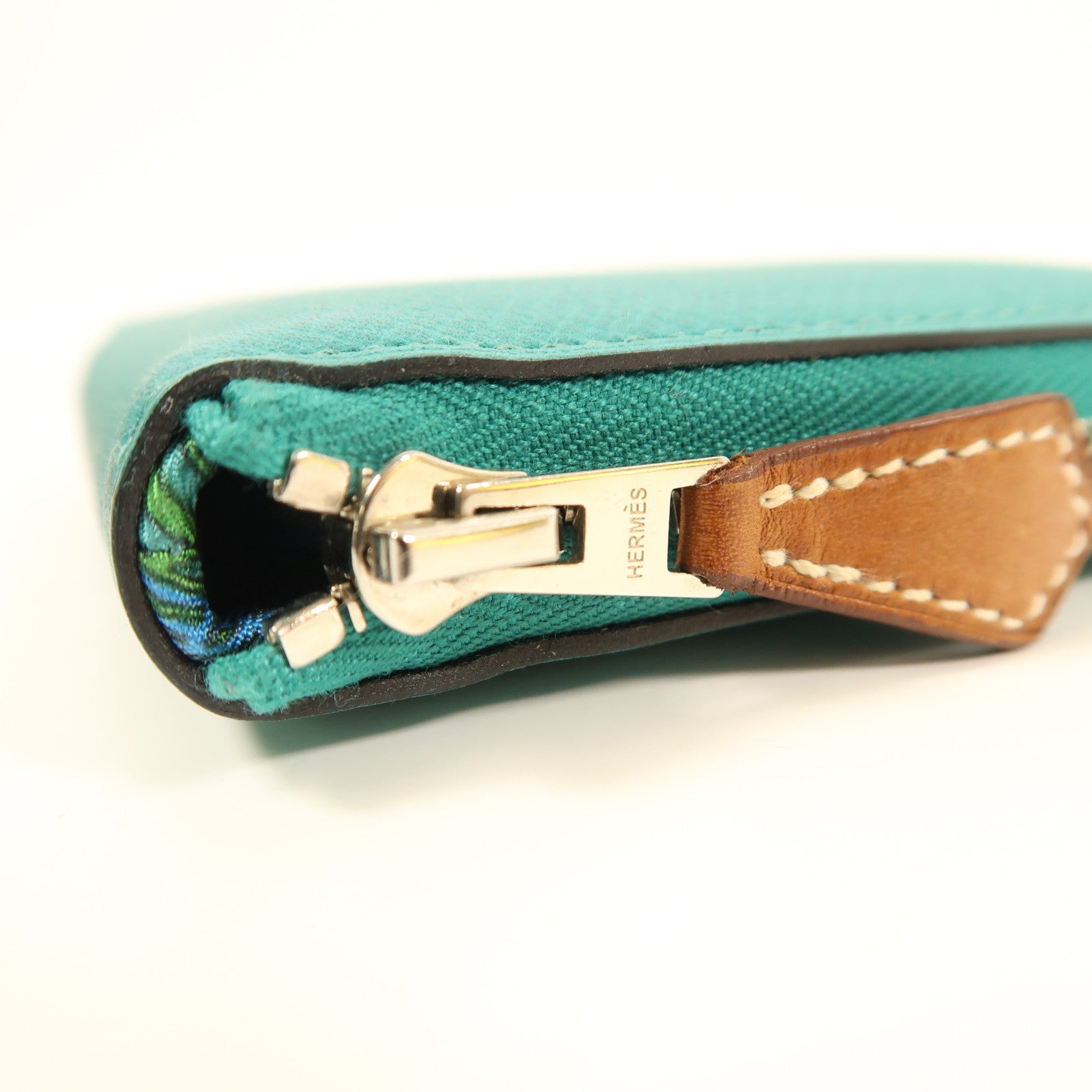 HERMES 【激減優惠】Epsom皮革Silk In Compact Wallet銀扣錢包Bleu Paon