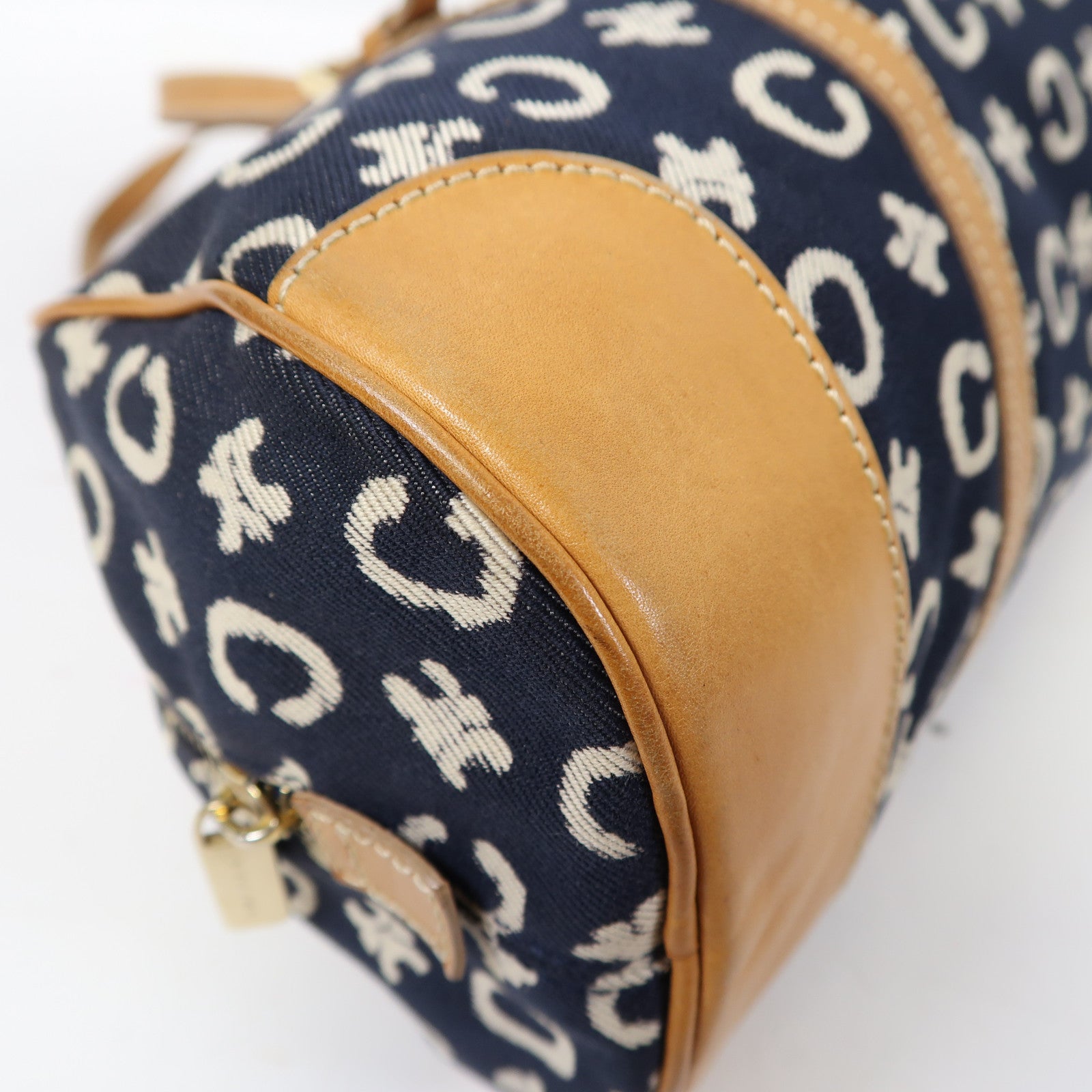 CELINE 帆布Shoulder Bag金扣肩背袋深藍色