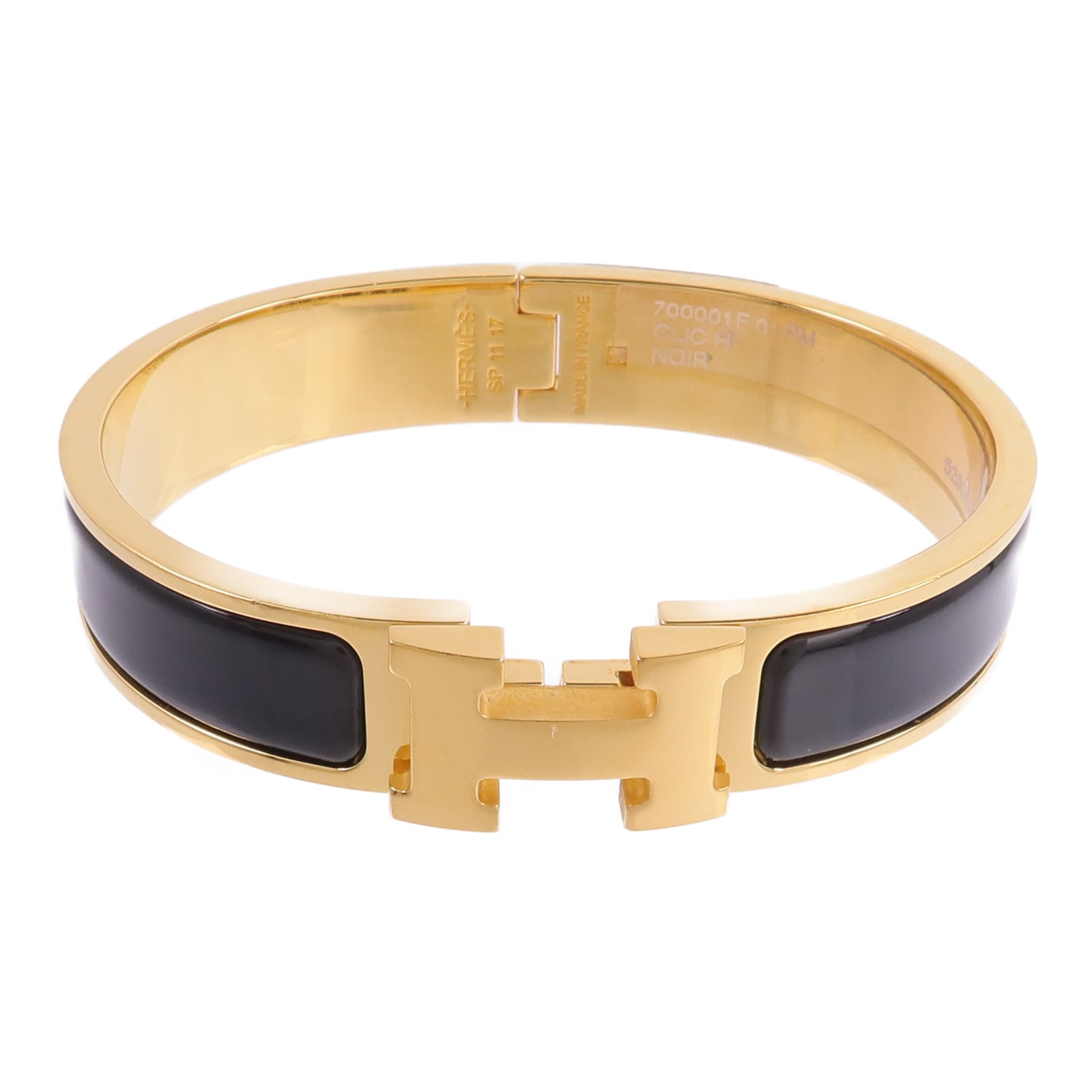 HERMES 金屬/琺瑯Clic H Bracelet手鐲Noir