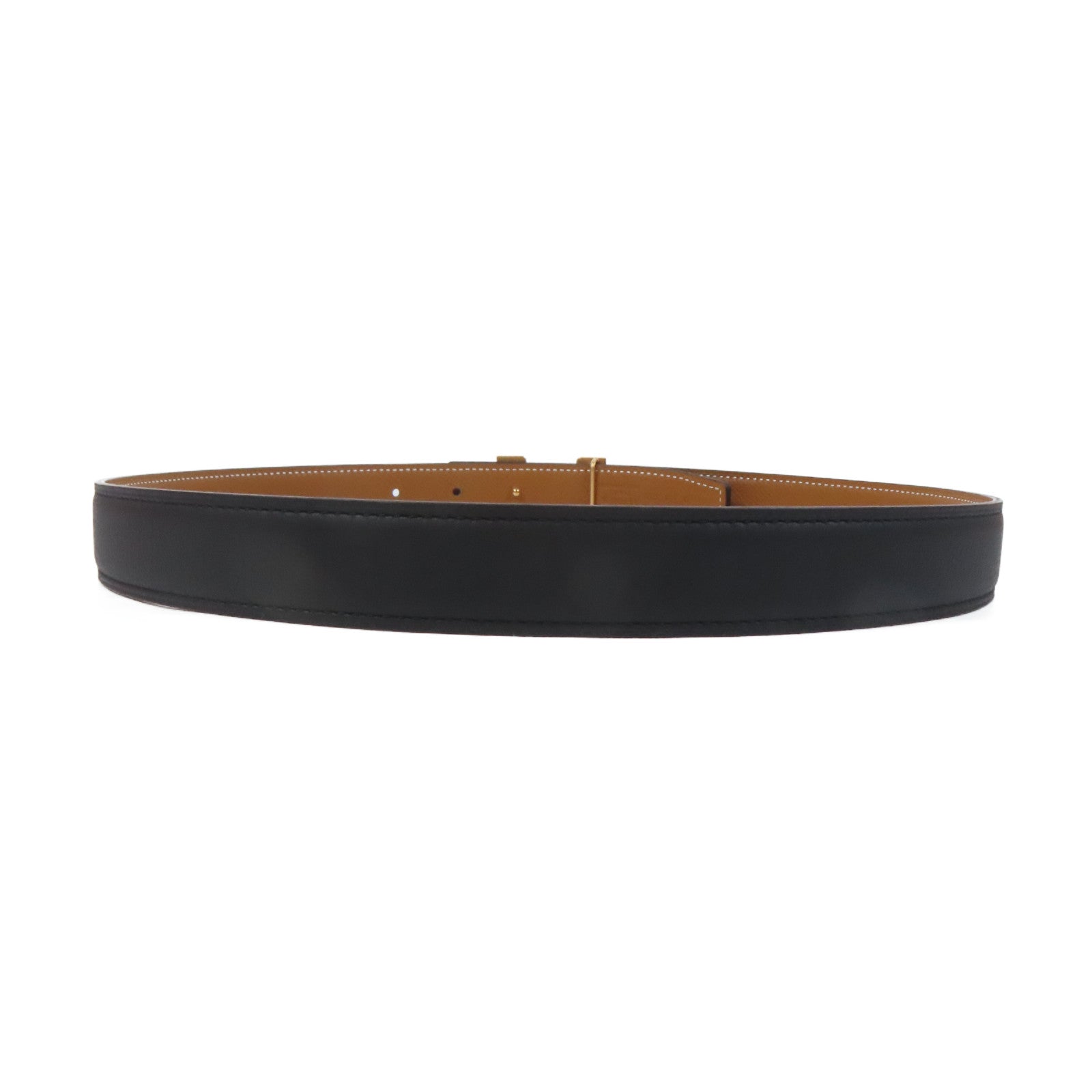 HERMES Swift皮革Belt 75cm金扣皮帶Noir黑色