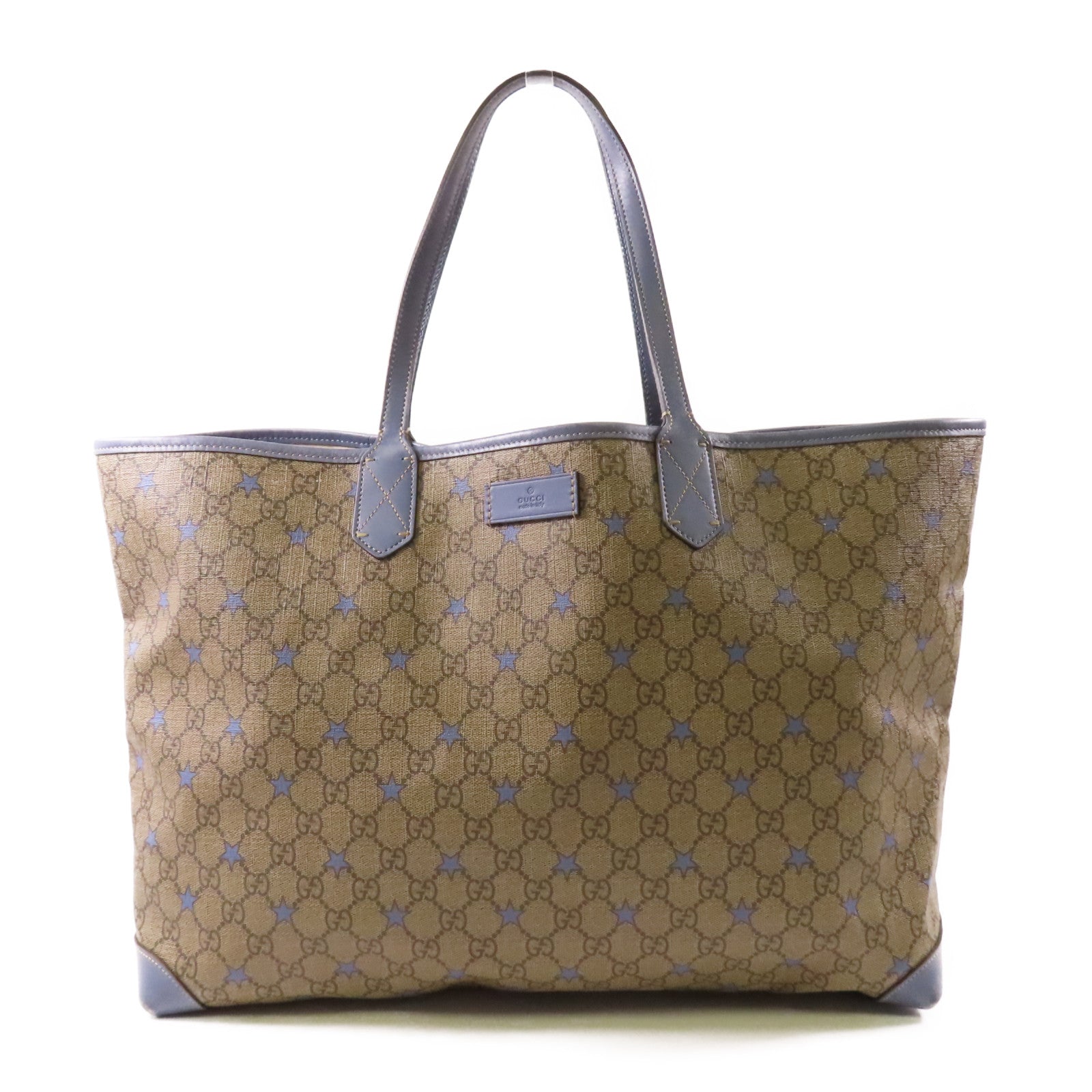 GUCCI GG Tote Bag 309497 PVC Coated Canvas Brown Blue