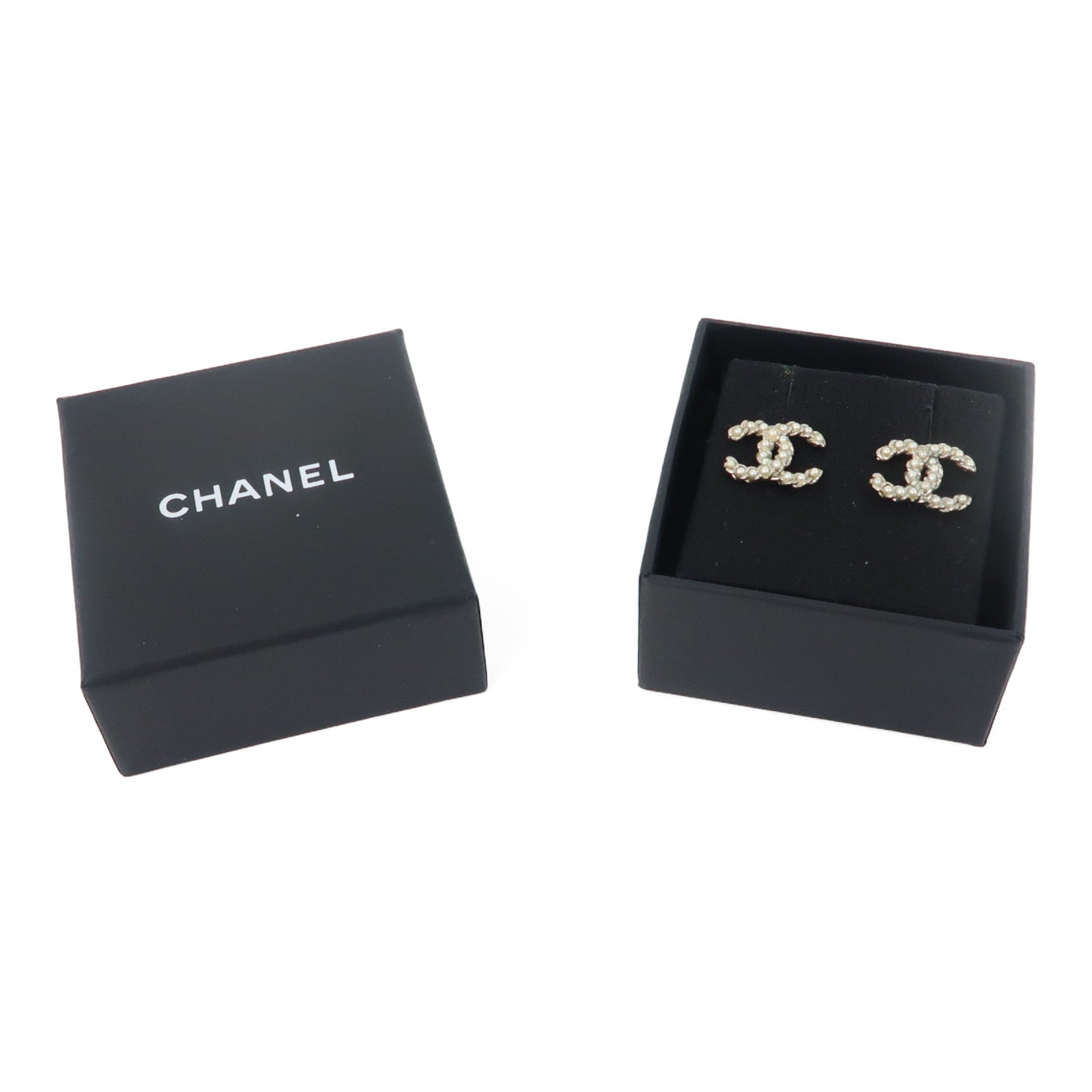 CHANEL 金屬Earrings耳環白色