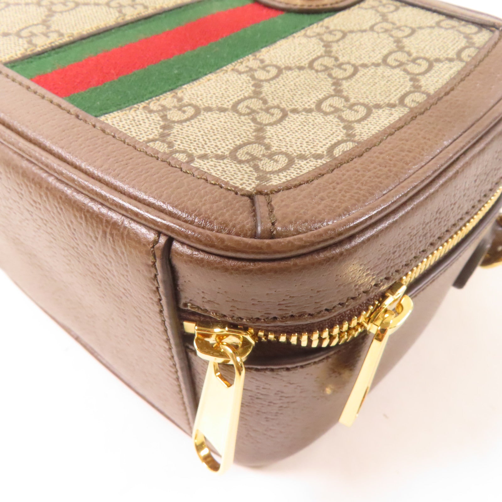 GUCCI 塗層帆布2 Way Shoulder金扣手挽肩背兩用袋啡色