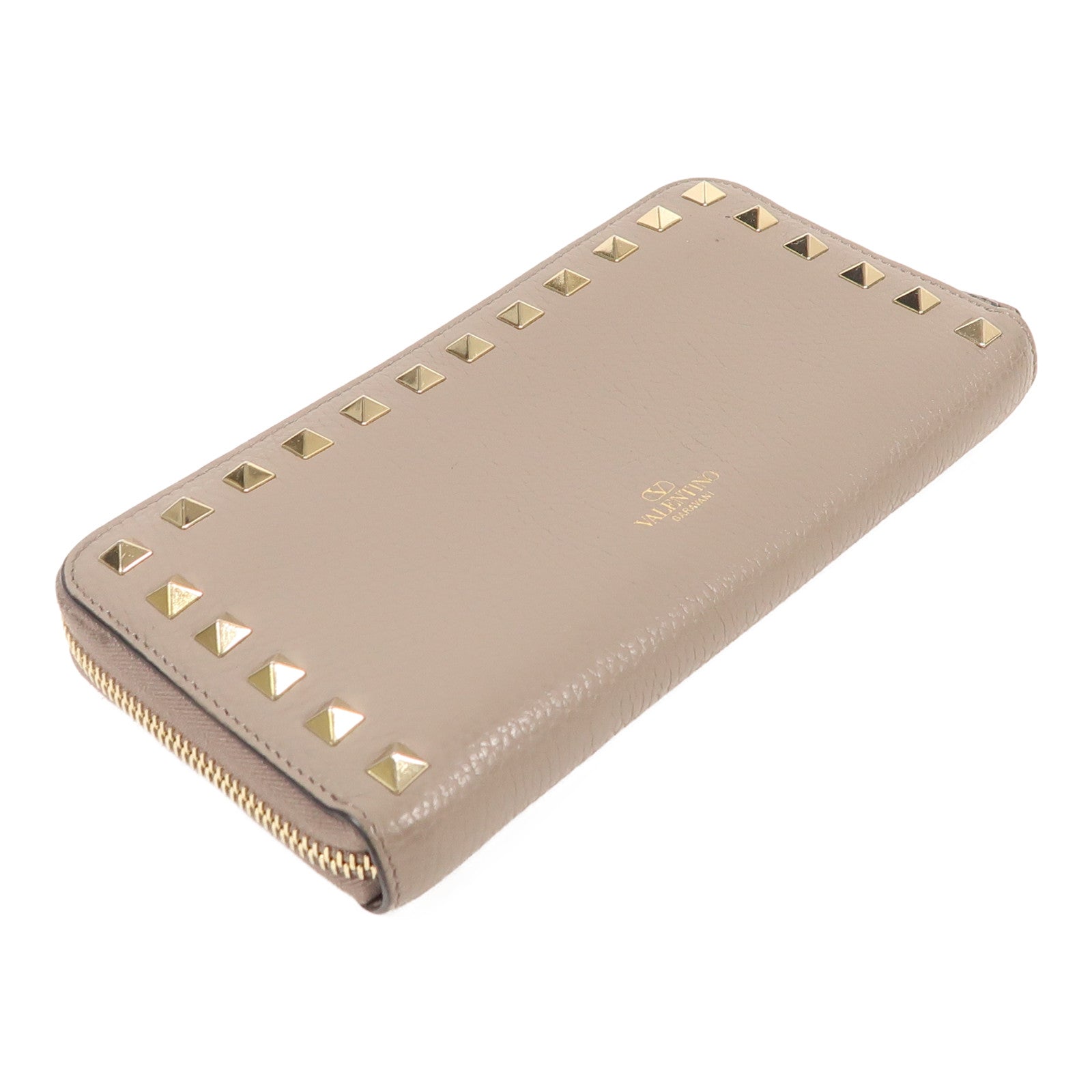 Valentino 牛皮皮革Garavani Rockstud Wallet金扣長錢包