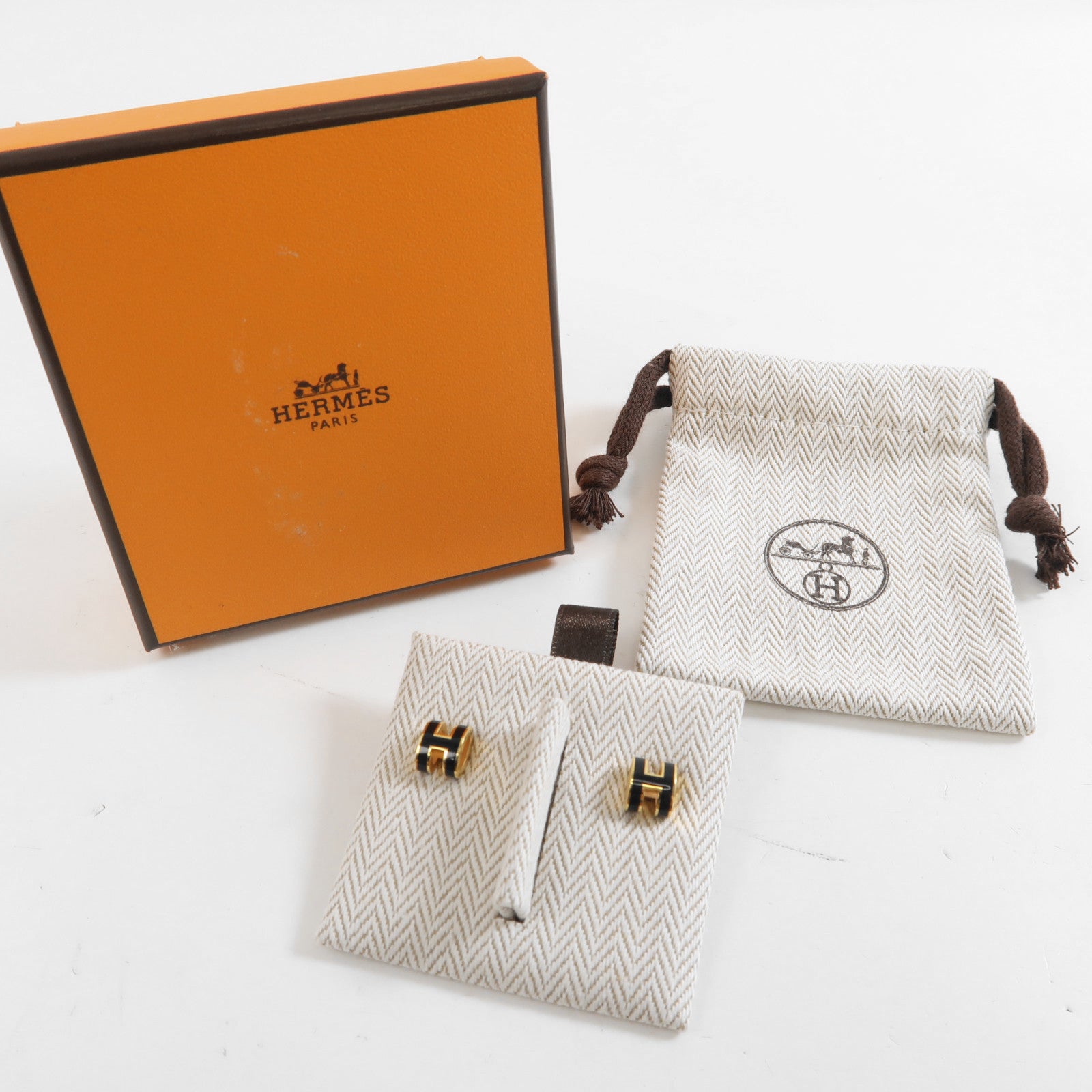 HERMES 金屬 Pop H Earrings金扣耳環Noir黑色