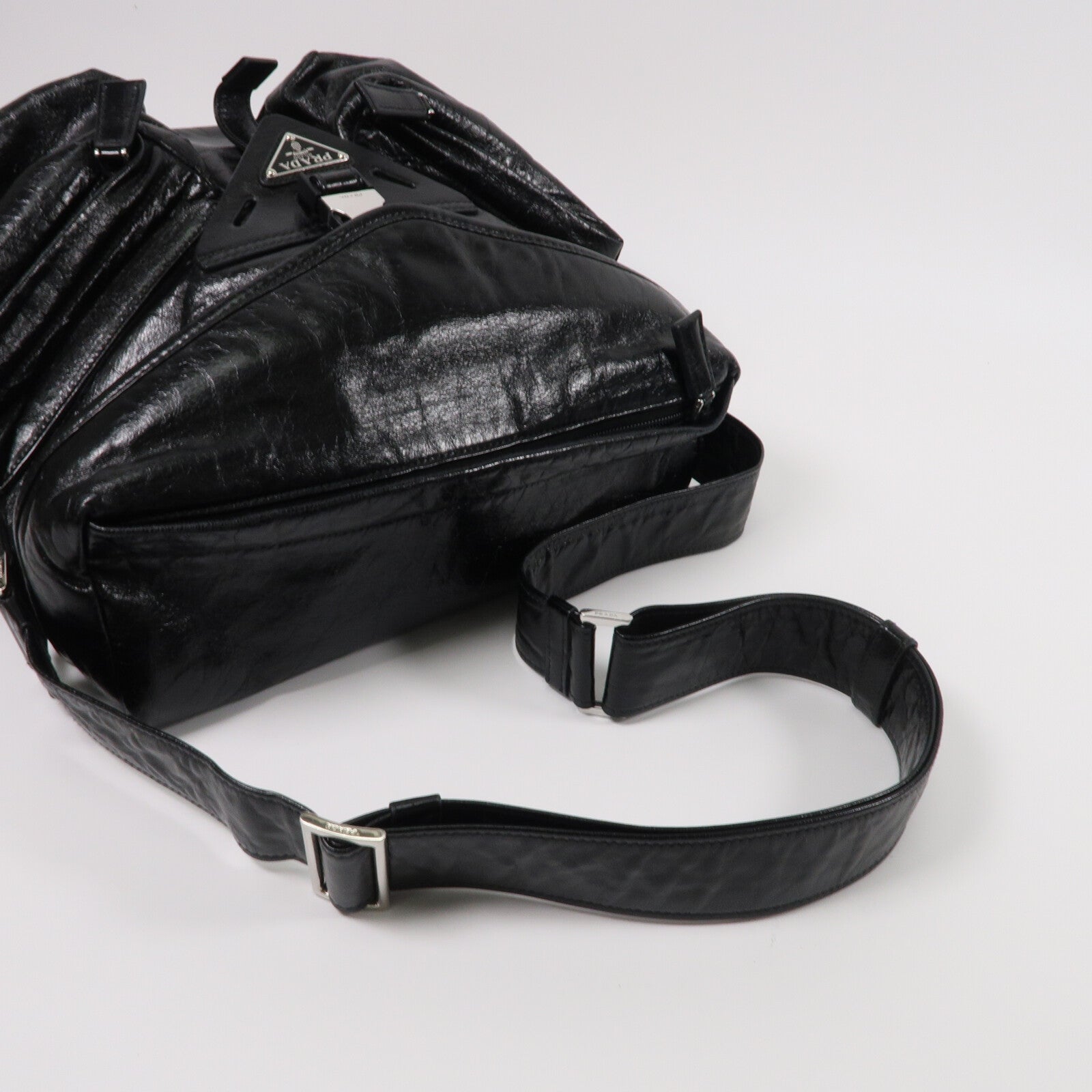 PRADA 牛皮皮革Triangle Crossbody Messenger Bag肩背袋