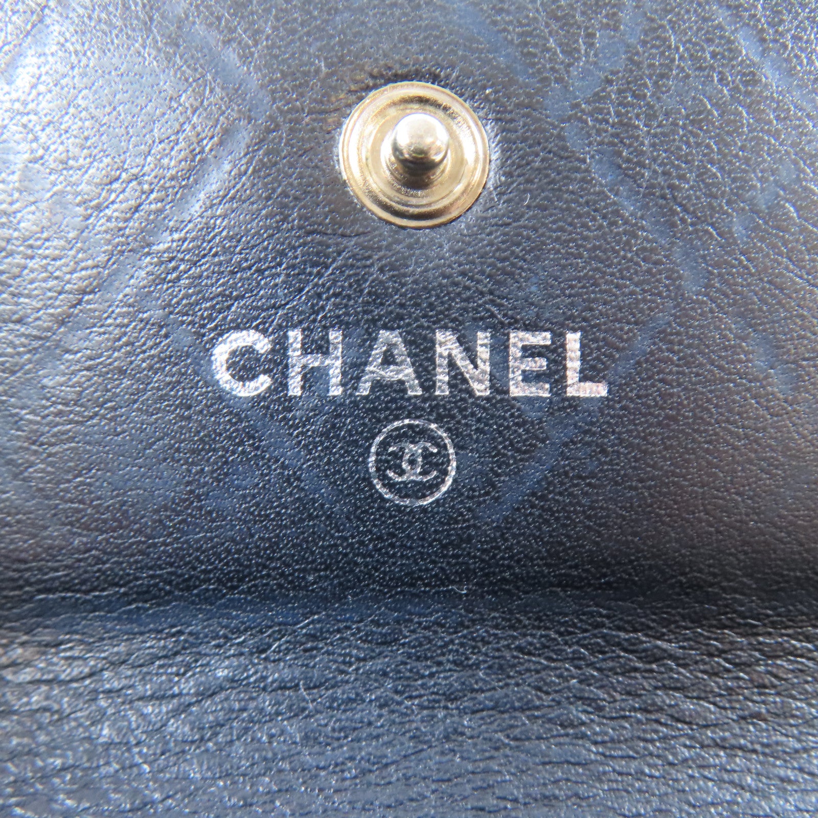 CHANEL 菱格牛皮皮革Card Case銀扣卡片套黑色