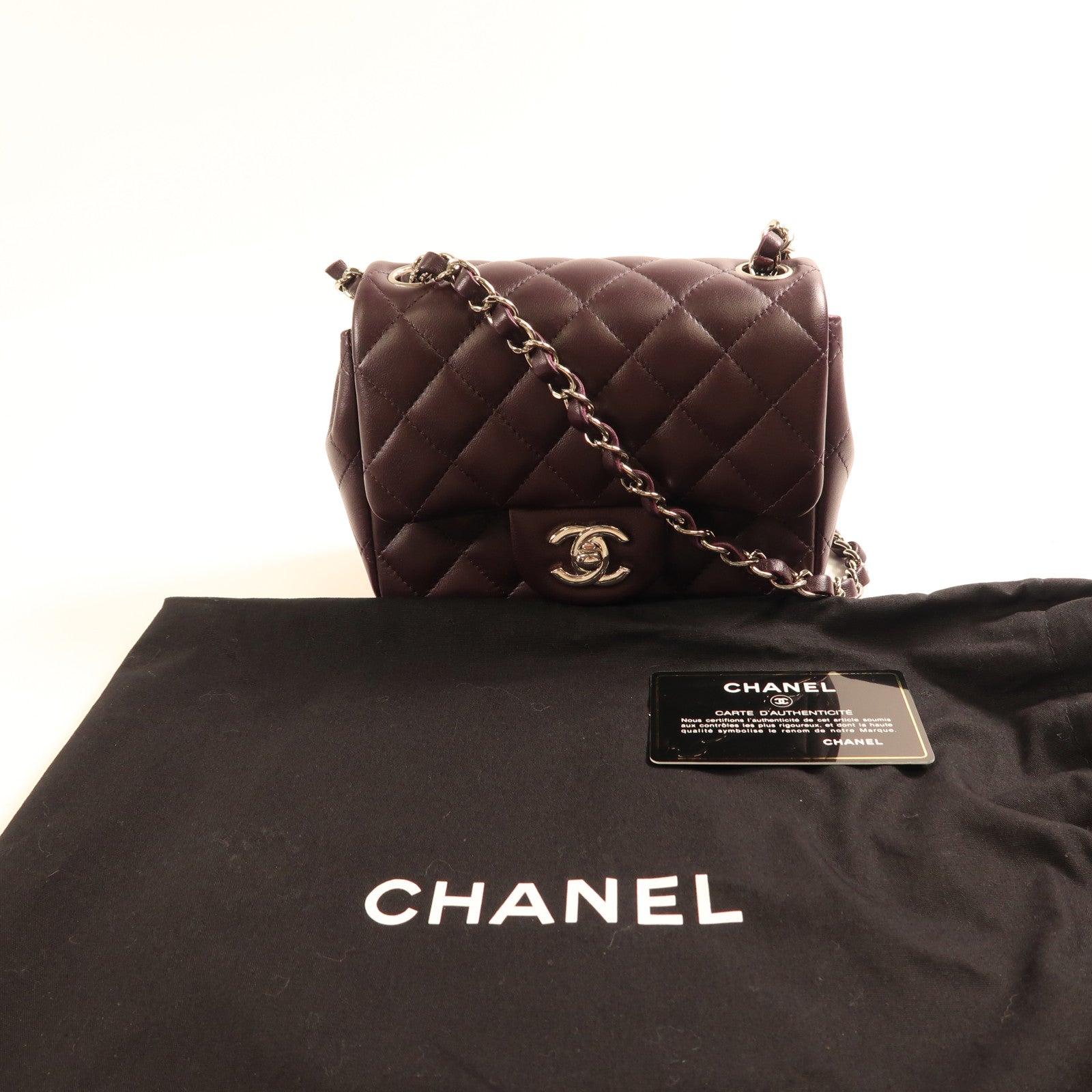 CHANEL 羊皮皮革Classic 17銀扣鏈帶肩帶