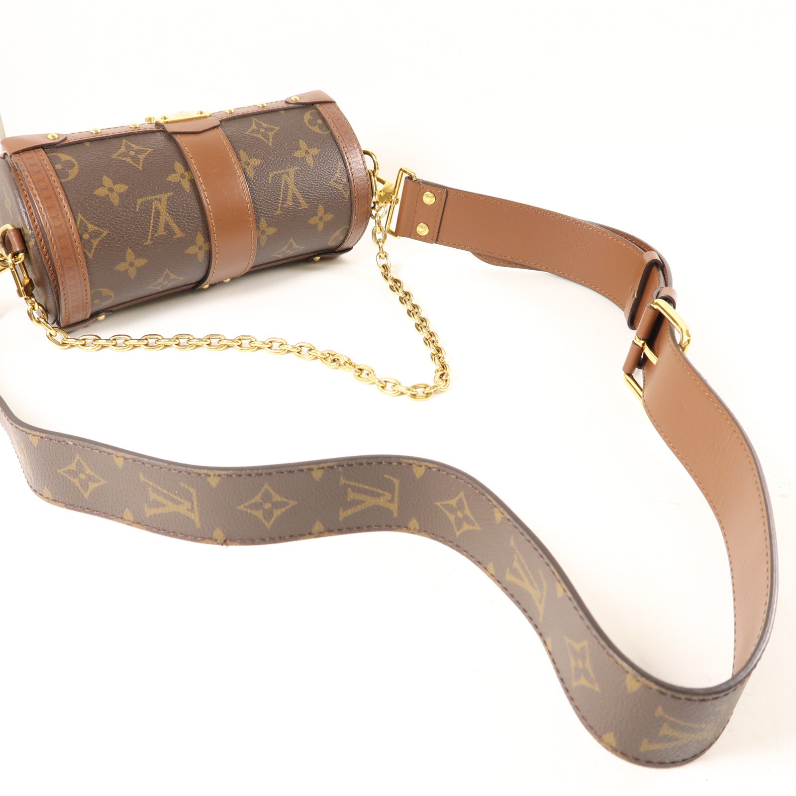 LOUIS VUITTON Monogram Papillon Trunk金扣手挽肩背兩用袋棕色
