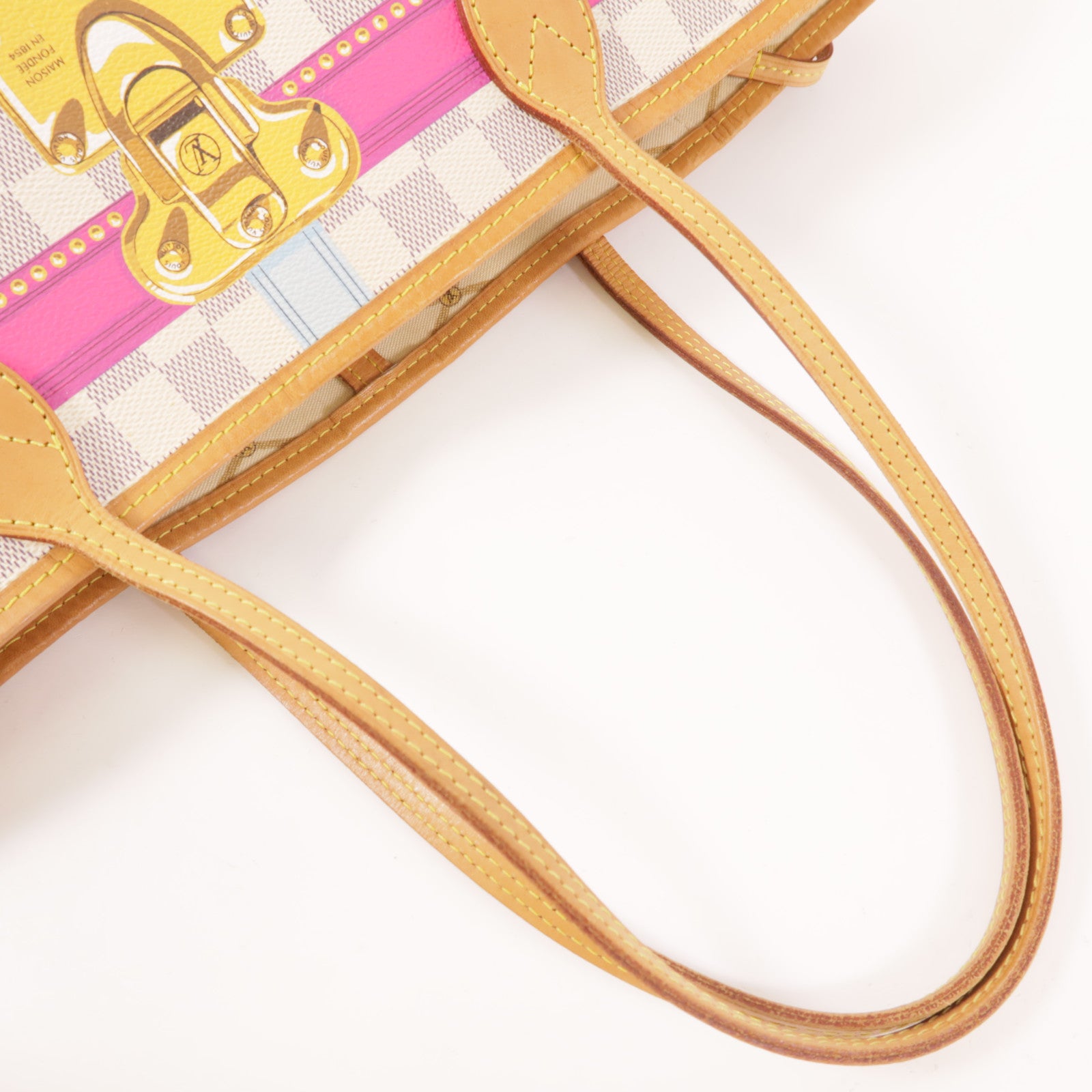 LOUIS VUITTON Damier Azur Neverfull MM金扣肩背袋