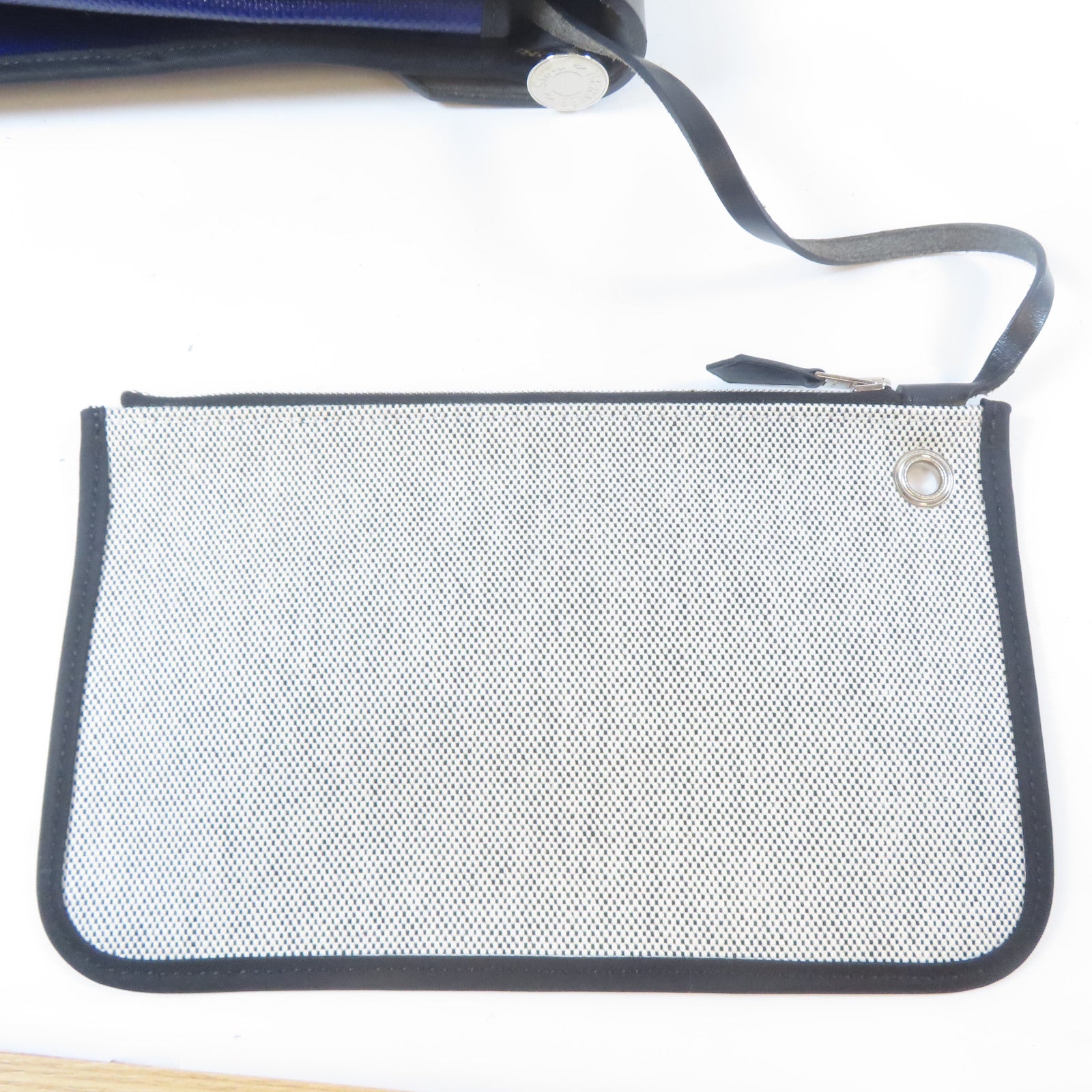 HERMES 塗層帆布Herbag MM銀扣手挽肩背兩用袋紫色/黑色