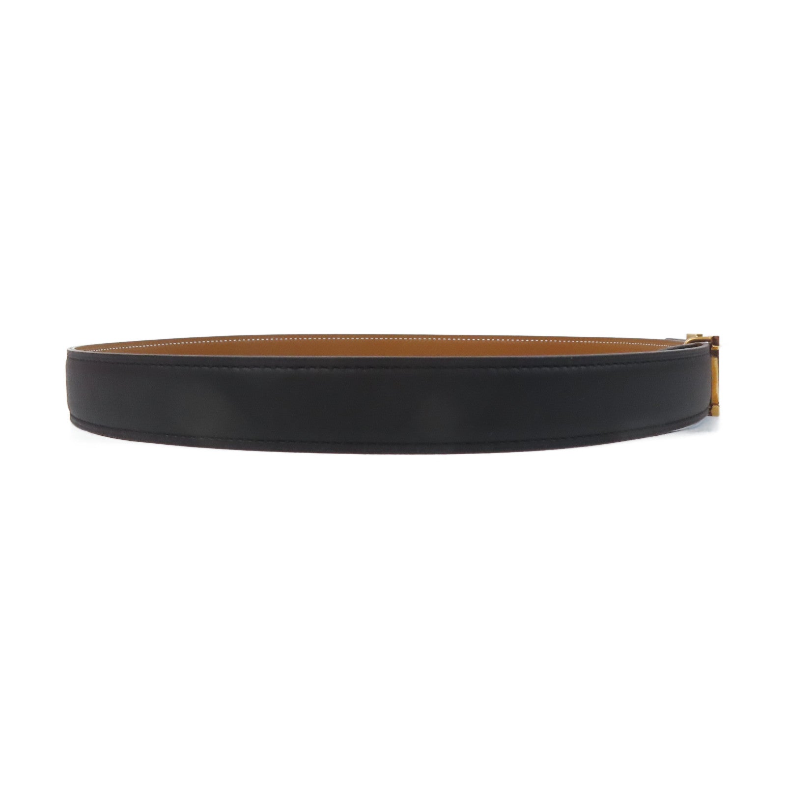 HERMES Swift皮革Belt 75cm金扣皮帶Noir黑色