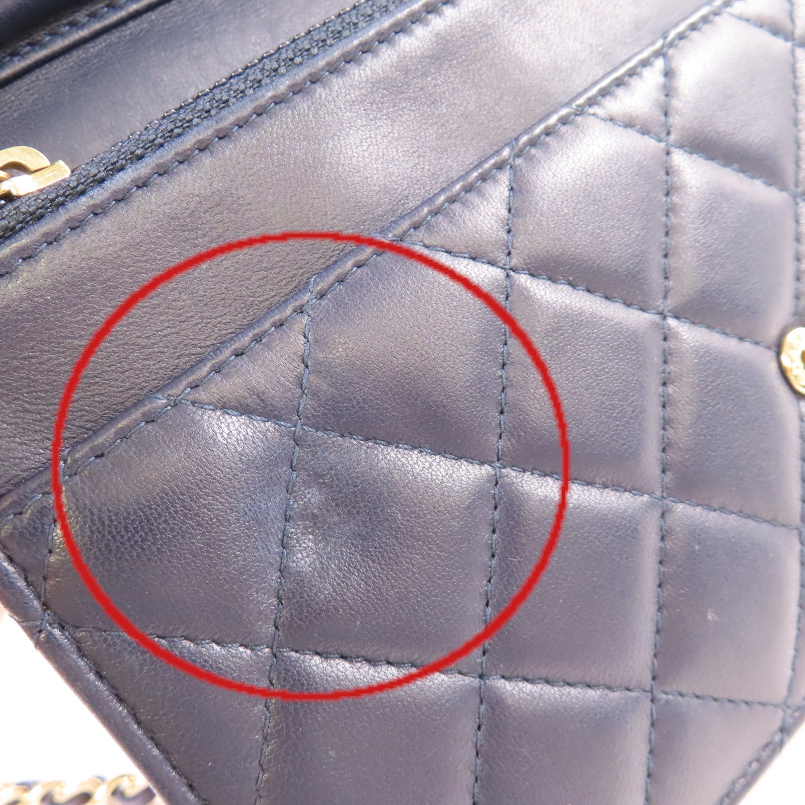 CHANEL 菱格羊皮皮革WOC Wallet On Chain Shoulder Bag金扣鏈帶肩背袋寶藍色